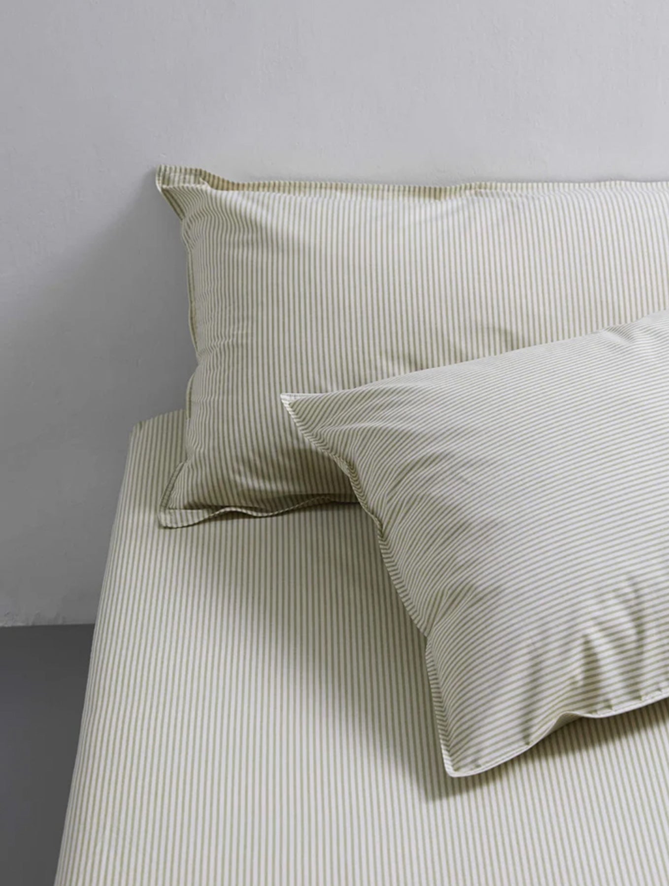 Kissenbezug Baumwolle - Streifen Olive/Ecru