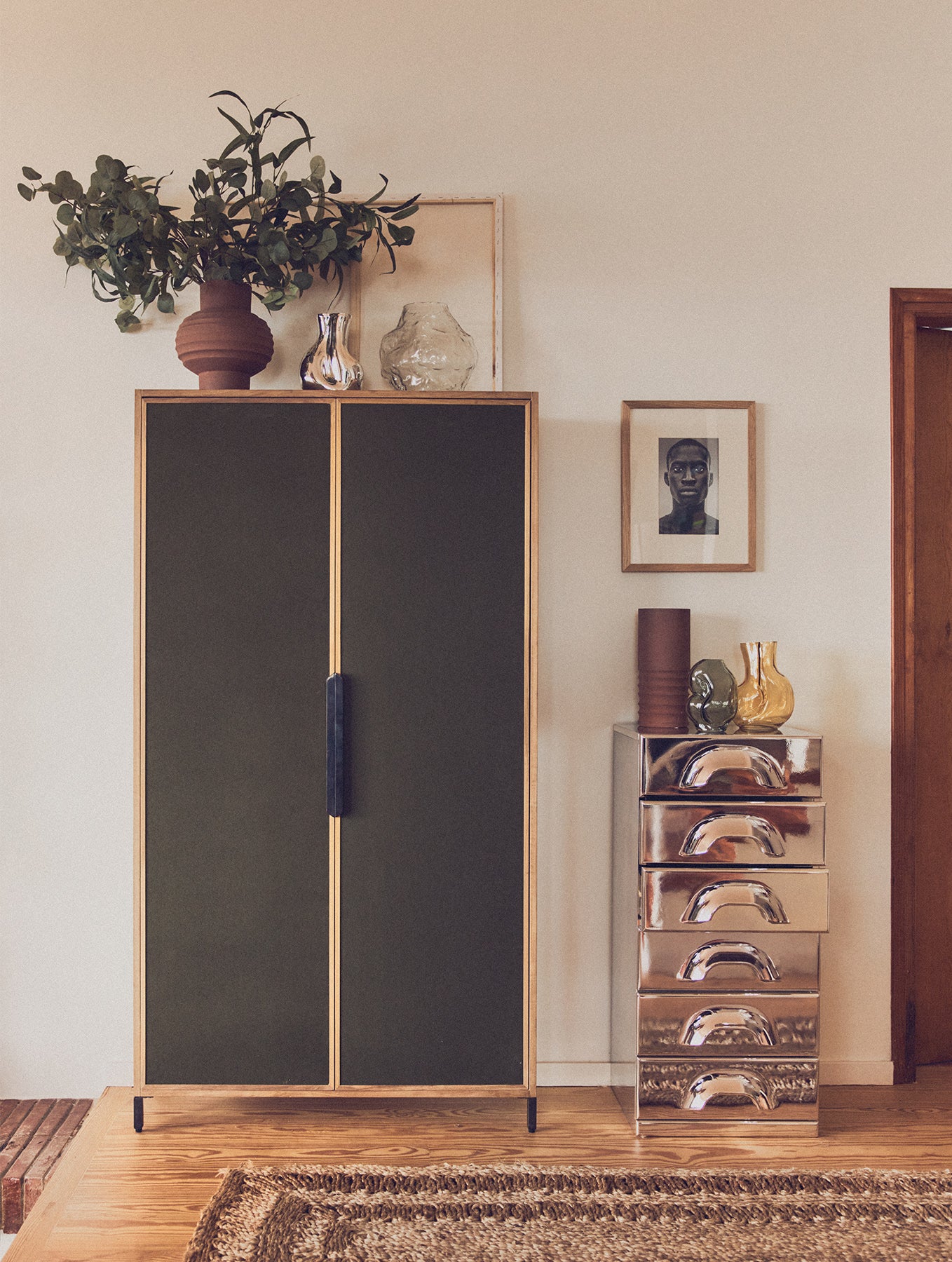 "Gleam" Glasvase - Verkromt