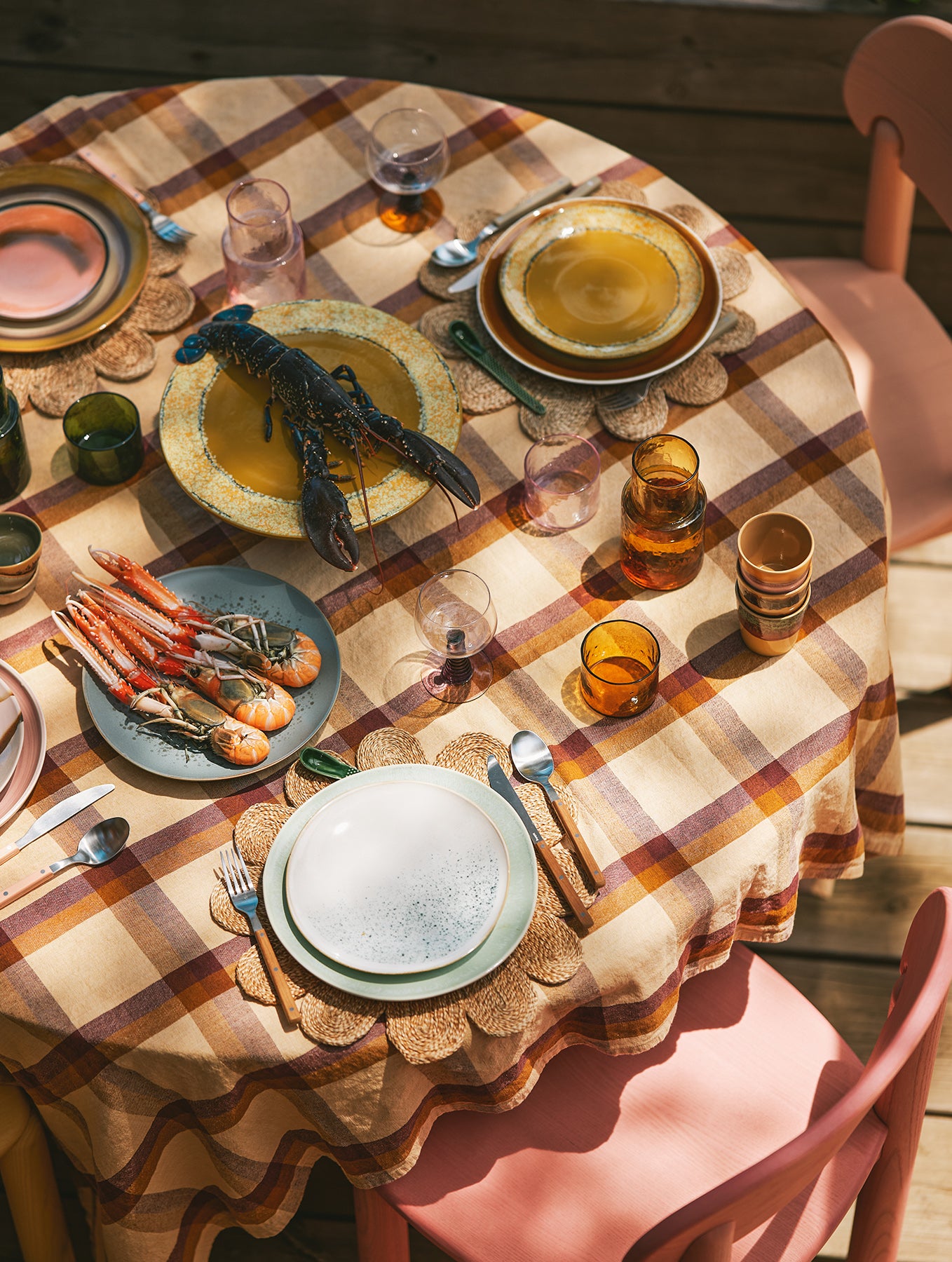 Kuchenplatte mit Fuß 70's - L - "Papaya"