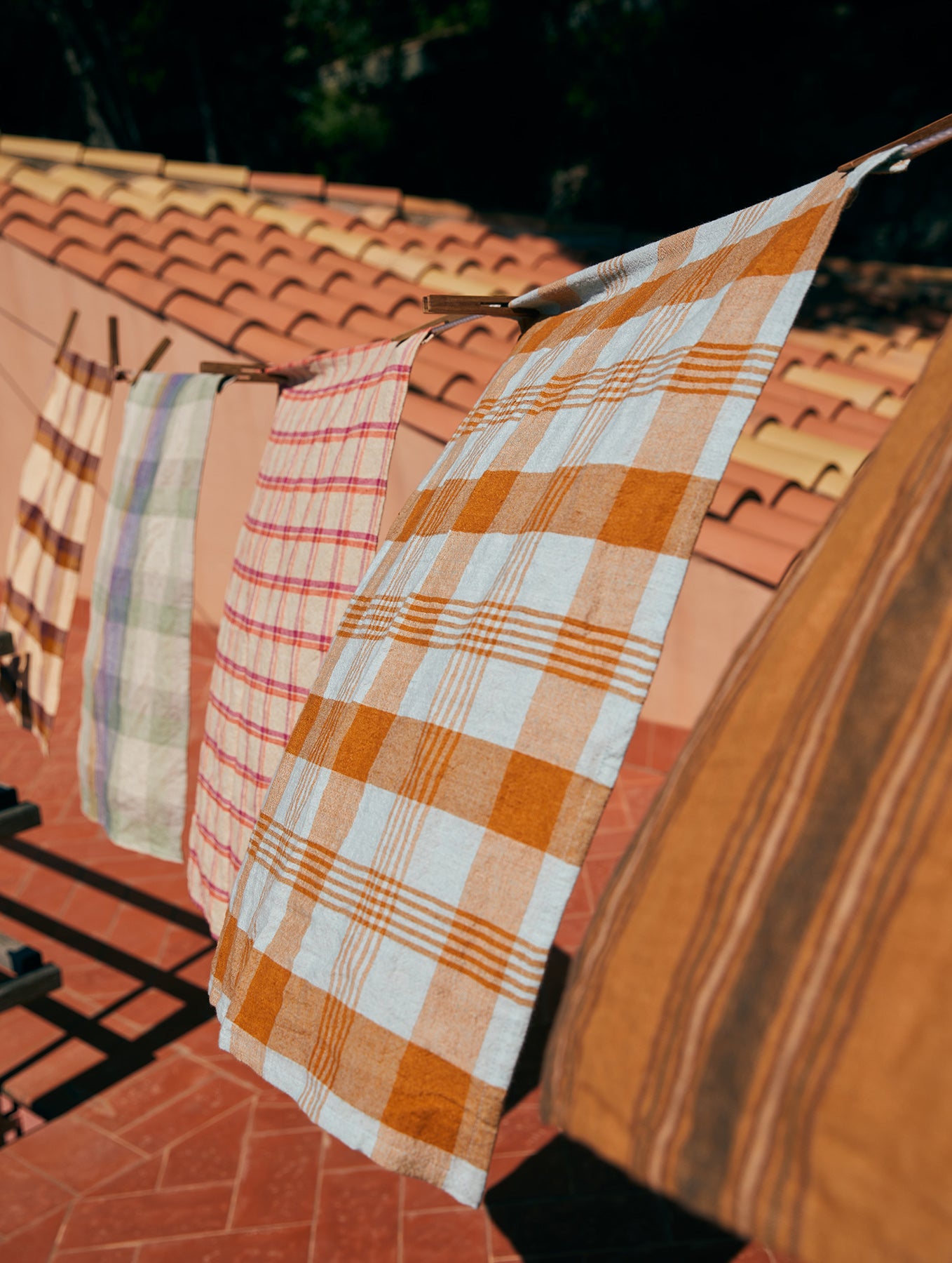 Geschirrtuch - "Vida" - Check Amber/Blue