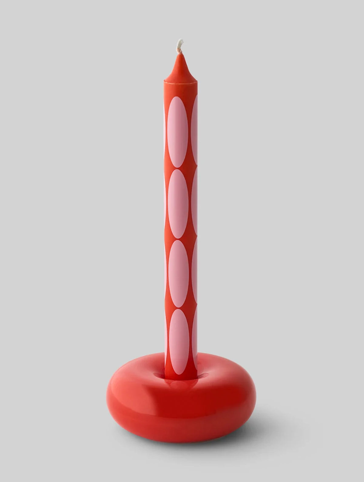 Gemusterte Kerzen - Hellblau/Rot- 4er-Set