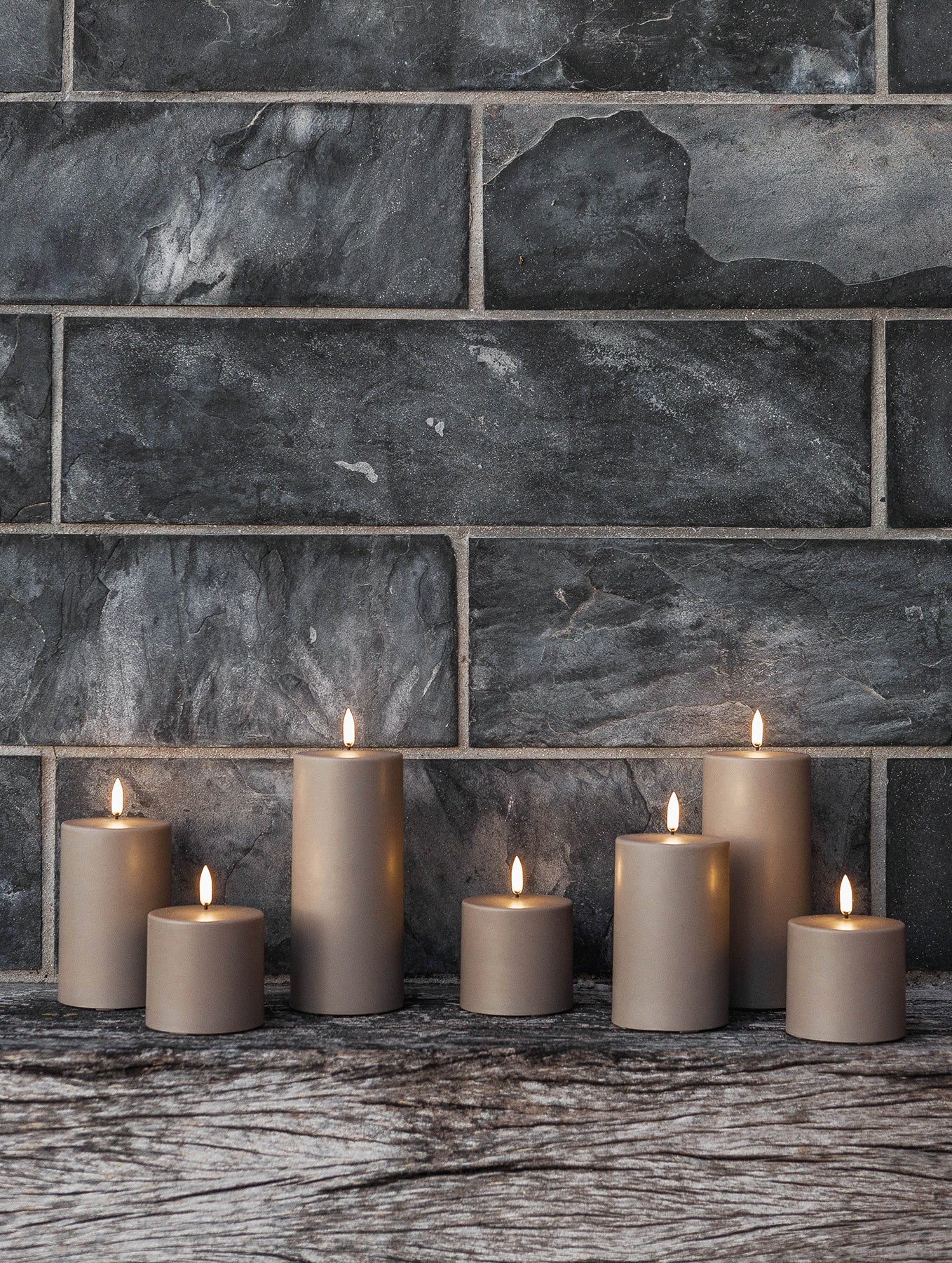 Outdoor LED-Stumpenkerze - Sandstone