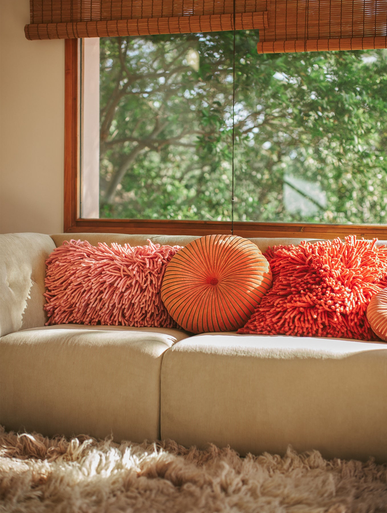 Rundes Baumwoll-Kissen "Ripple"