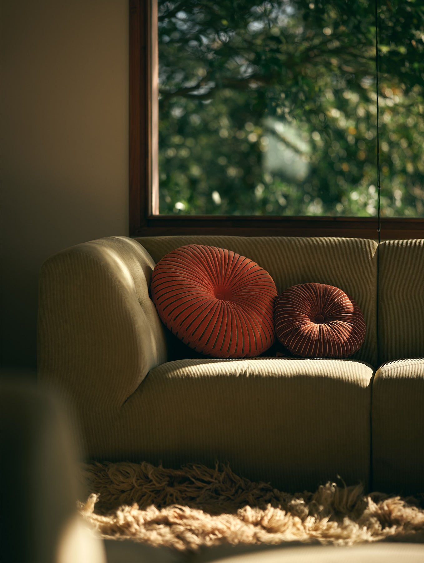 Rundes Baumwoll-Kissen "Ripple"