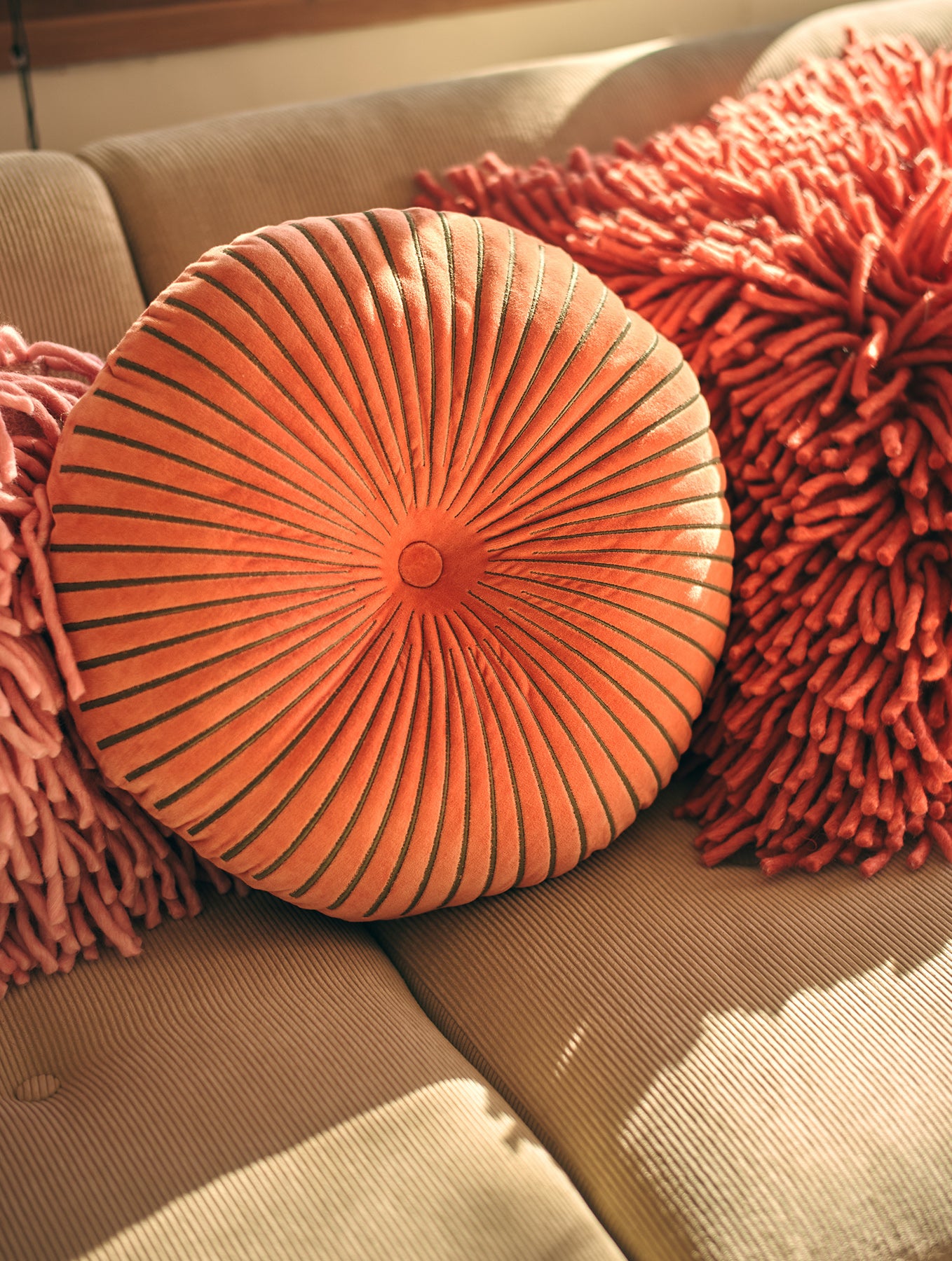 Rundes Baumwoll-Kissen "Ripple"