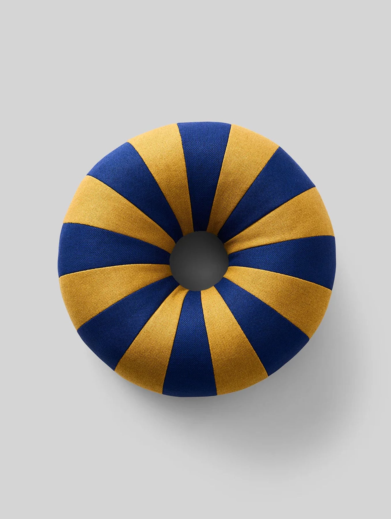 Rundes Kissen "Float" - Dark Blue/Ochre