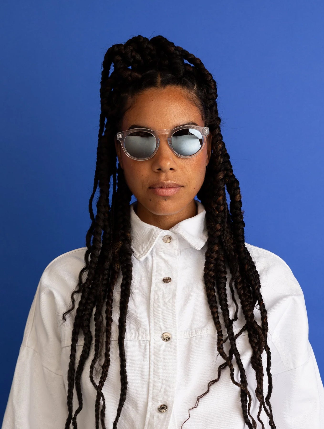 Sonnenbrille "Kiss the Sun" - Transparent Silver Grey