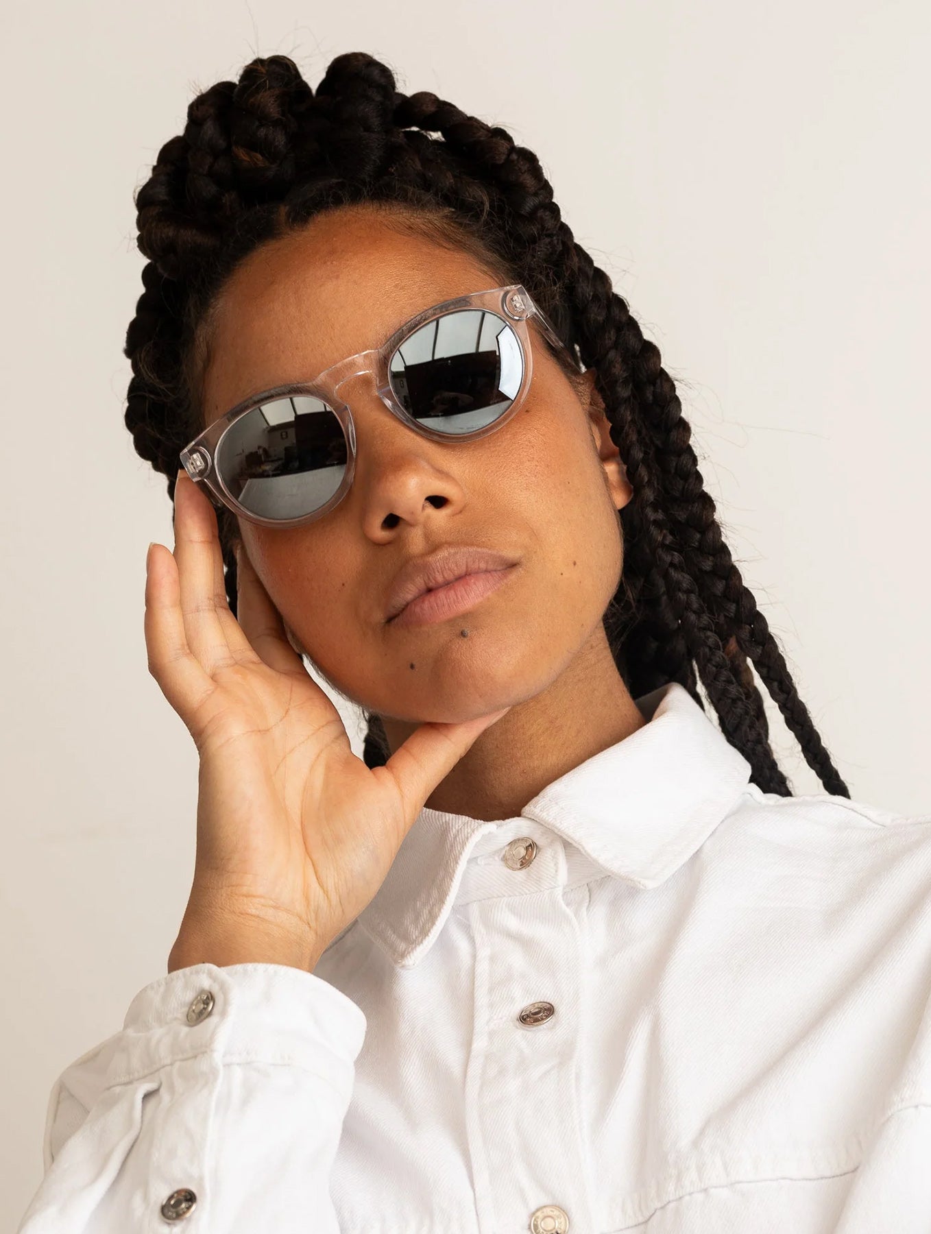 Sonnenbrille "Kiss the Sun" - Transparent Silver Grey