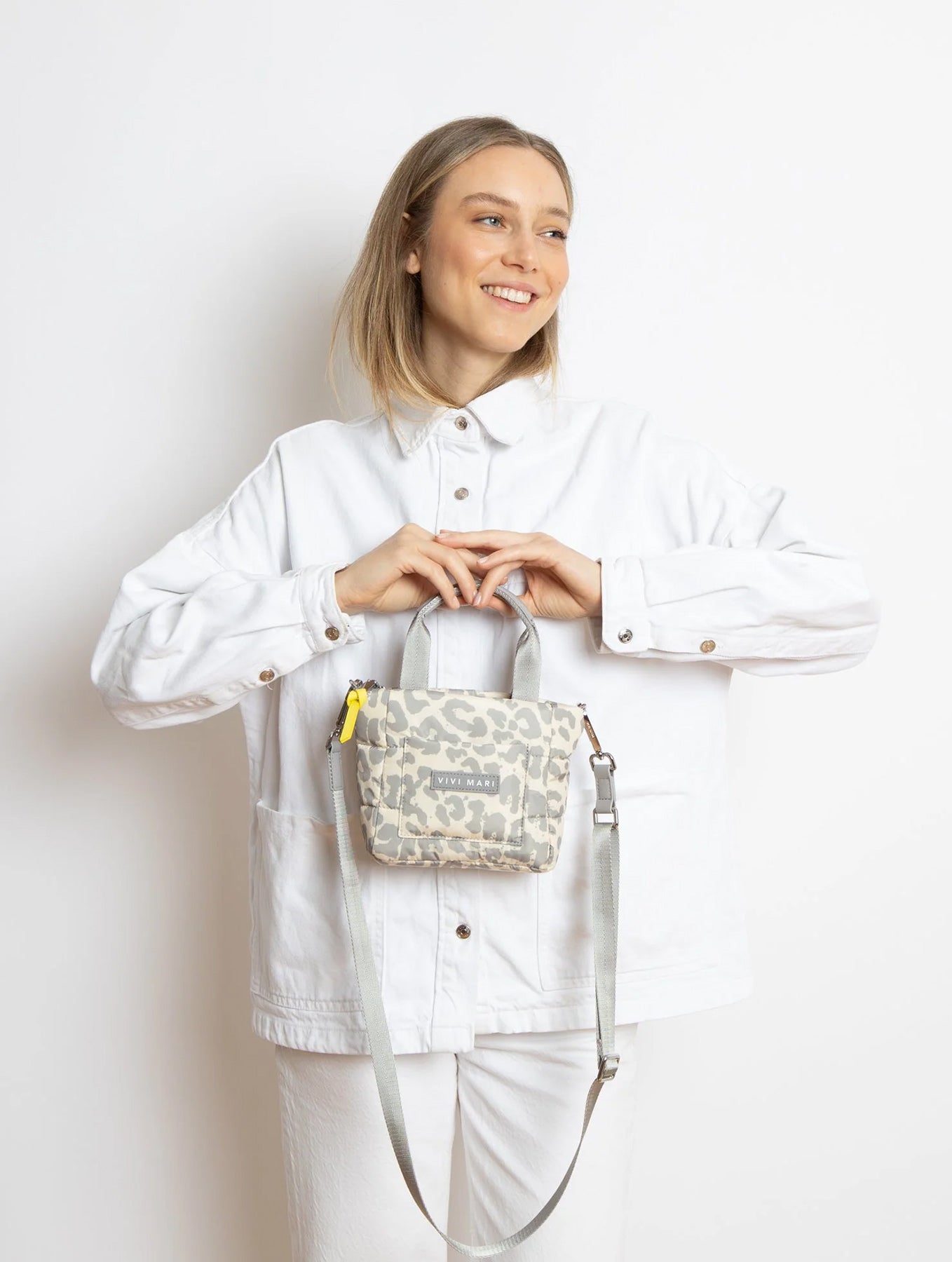 Padded Tote Bag Mini - Leo Splashes Grey/Sand