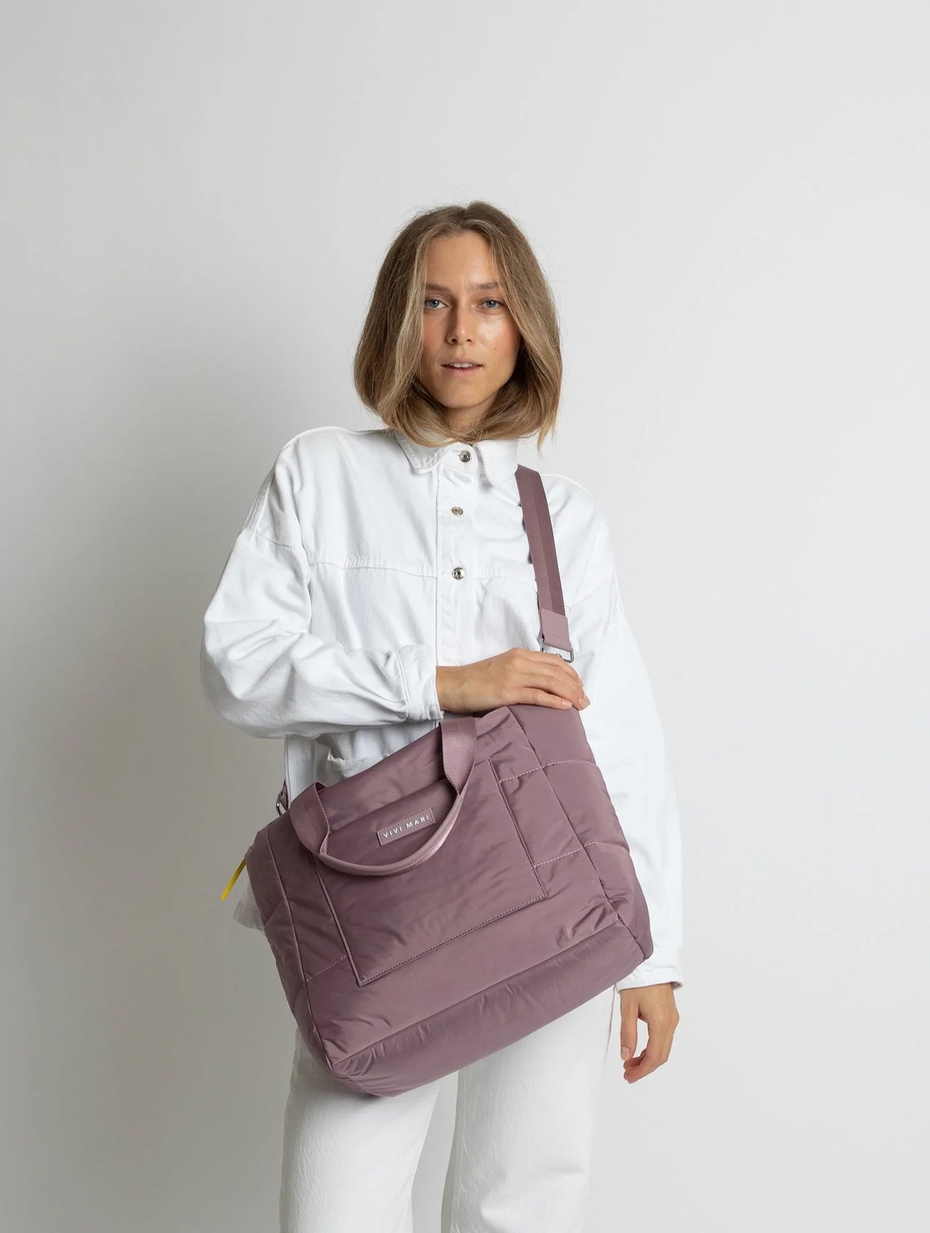 Padded Tote Bag Medium - Ash Plum