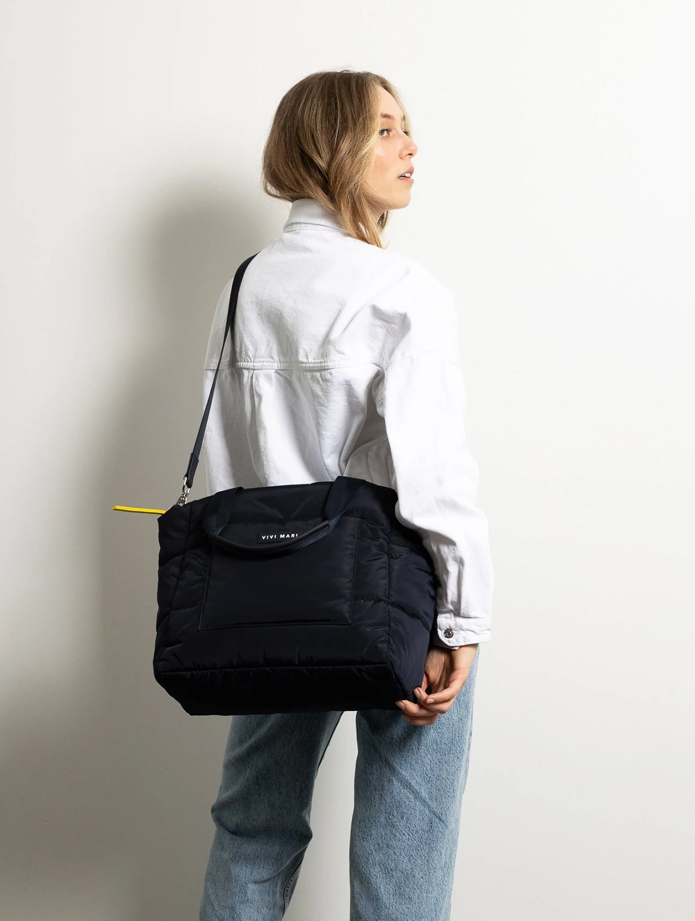 Padded Tote Bag Medium - Navy