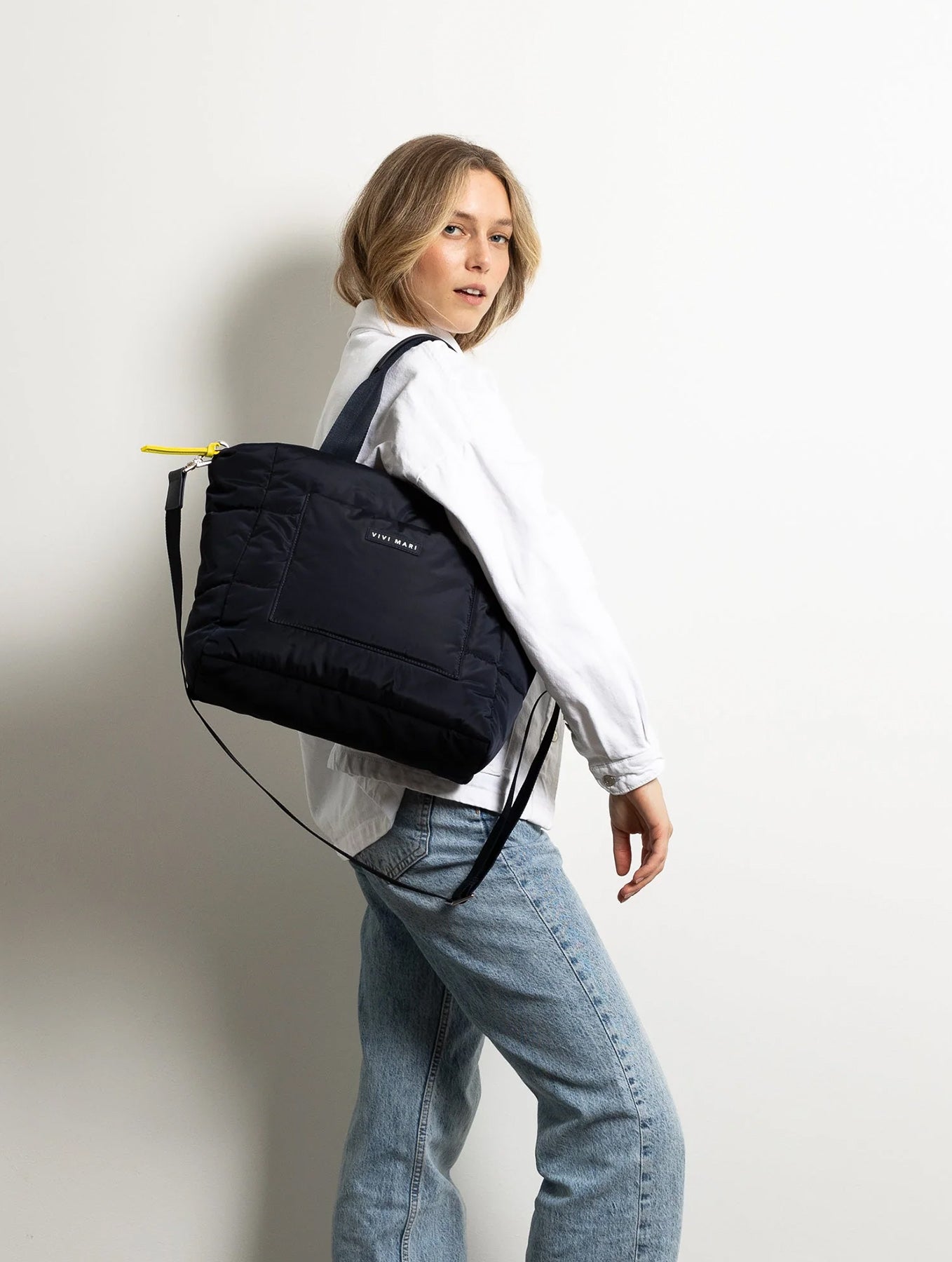 Padded Tote Bag Medium - Navy