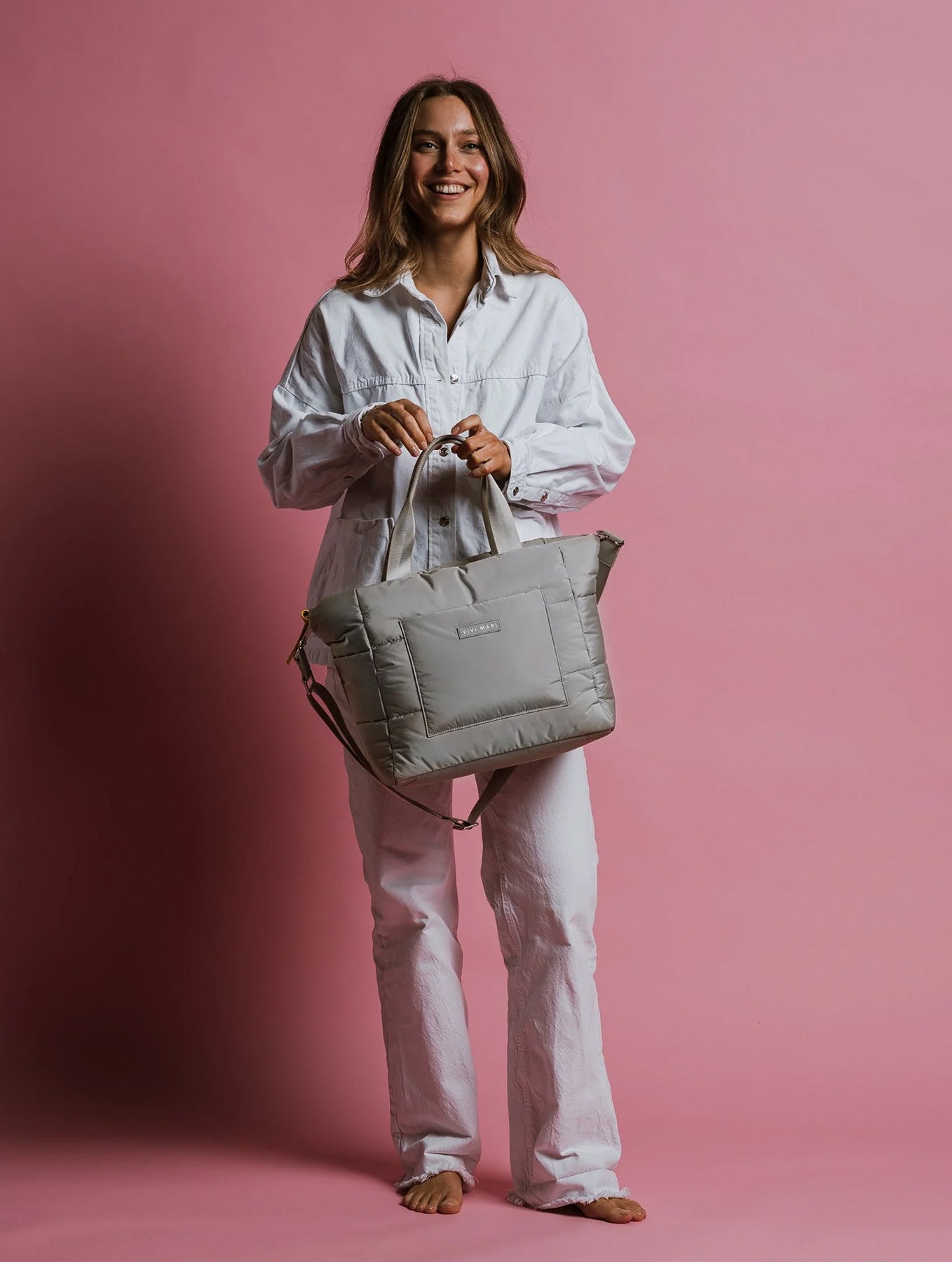 Padded Tote Bag Medium - Stone