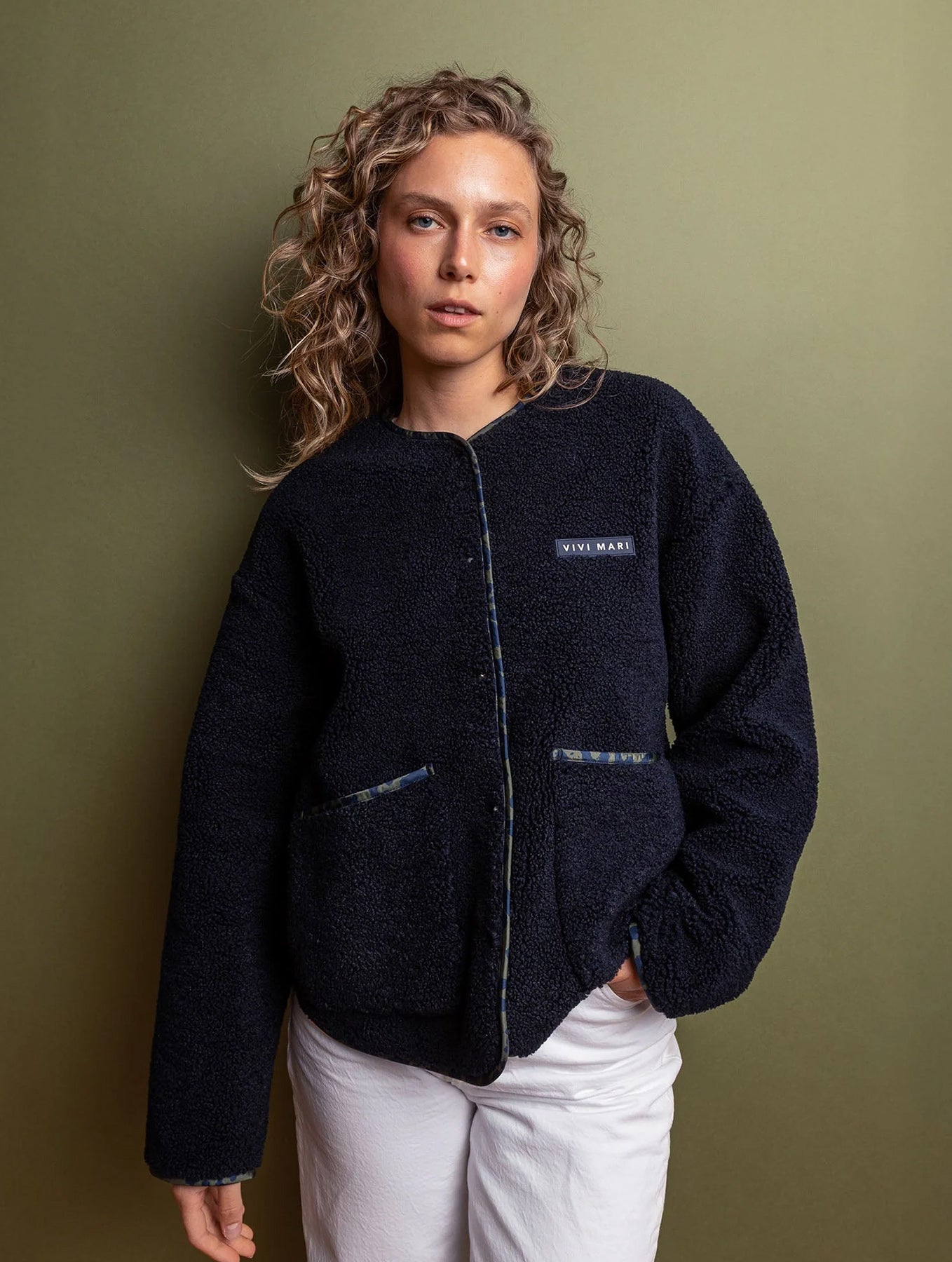 Teddy Fleece Jacket - Navy