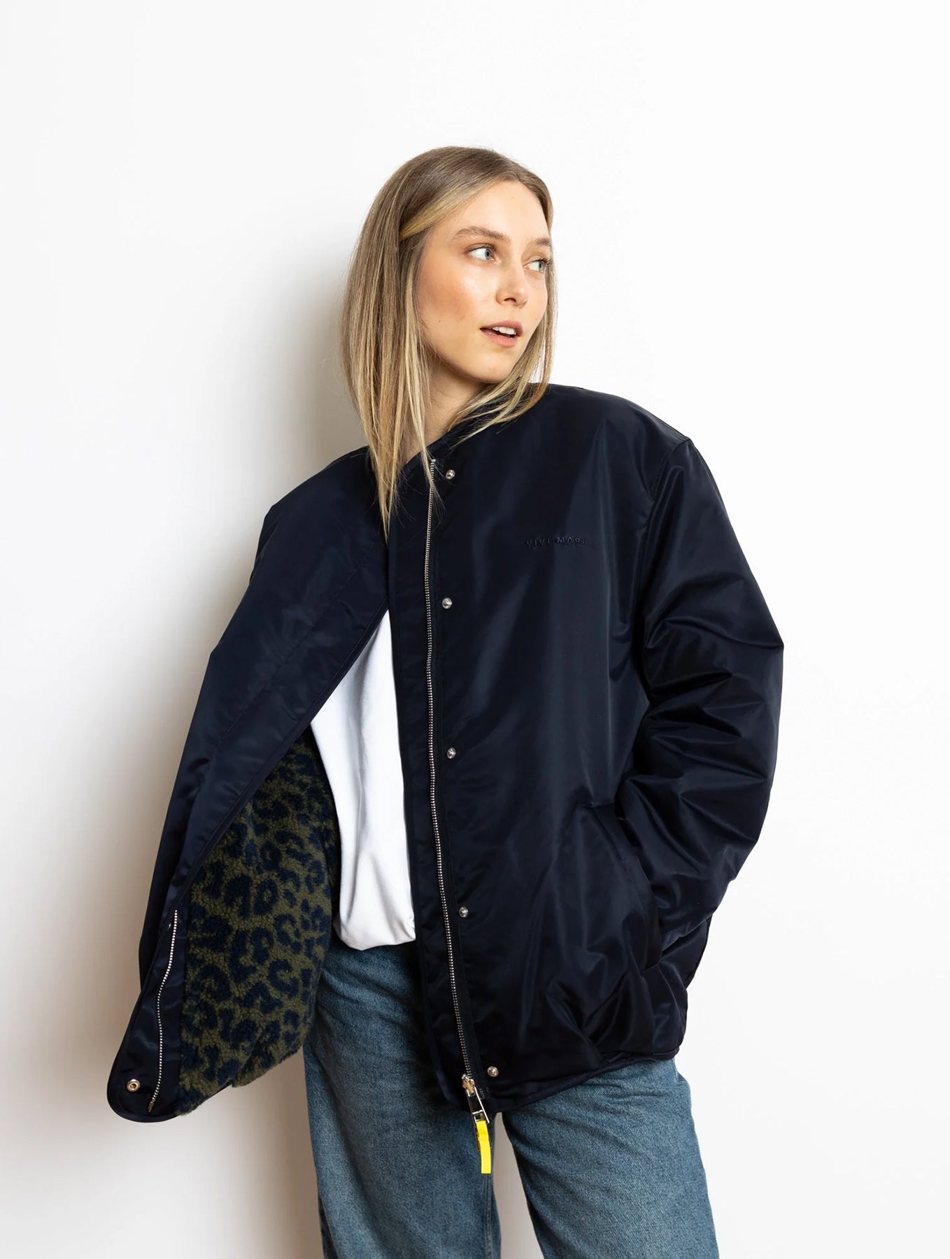 Reversible Bomber Jacket - Navy/Leo Navy-Olive