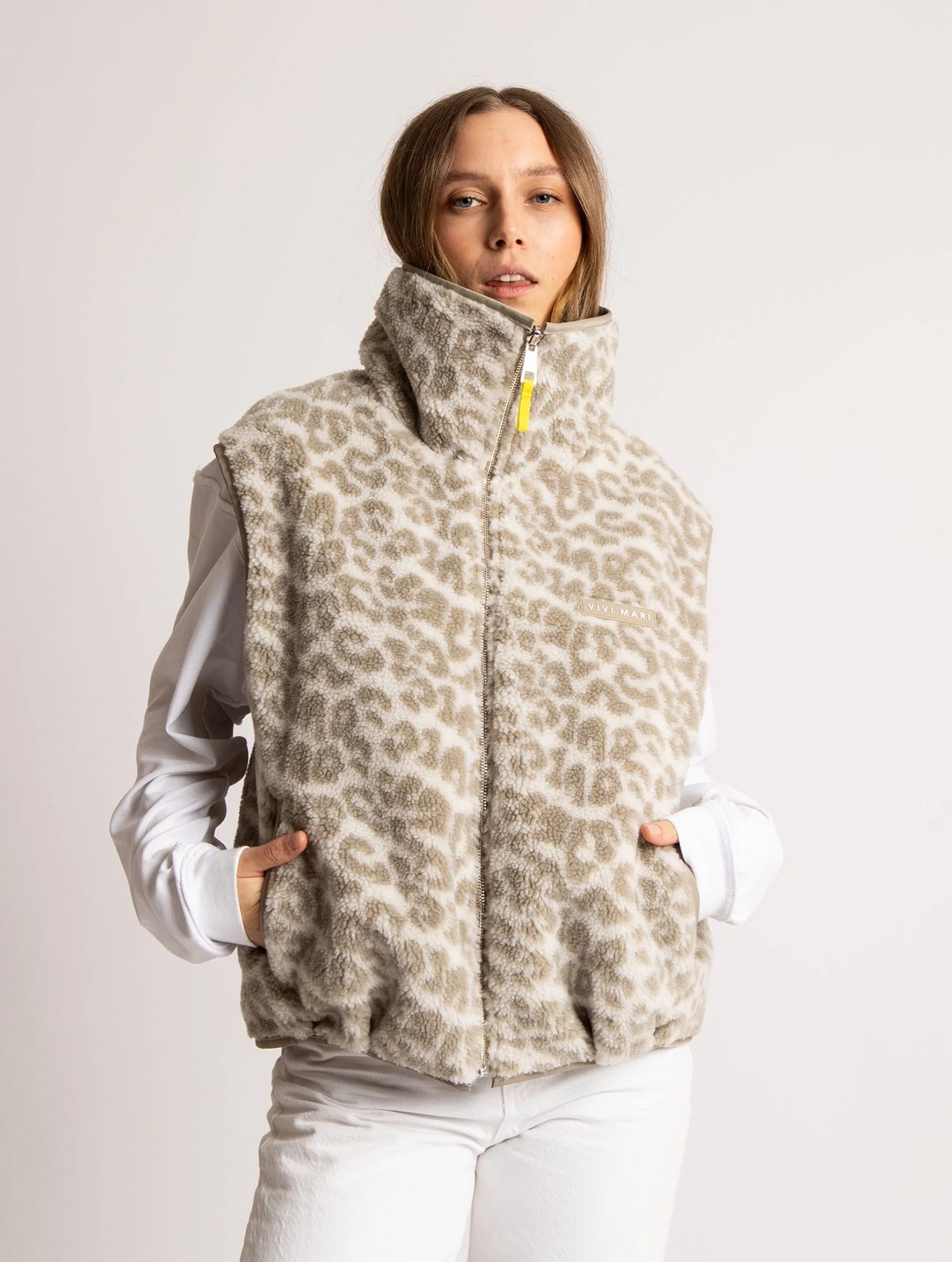 Reversible Bomber Vest - Stone/Leo Sand-Stone