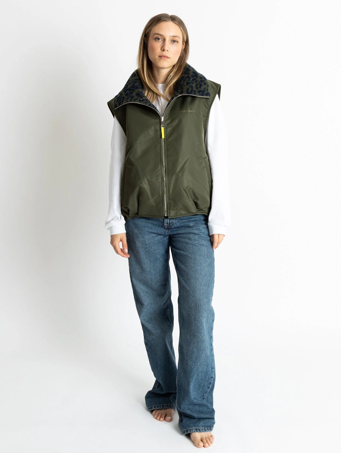 Reversible Bomber Vest - Olive/Leo Navy-Olive