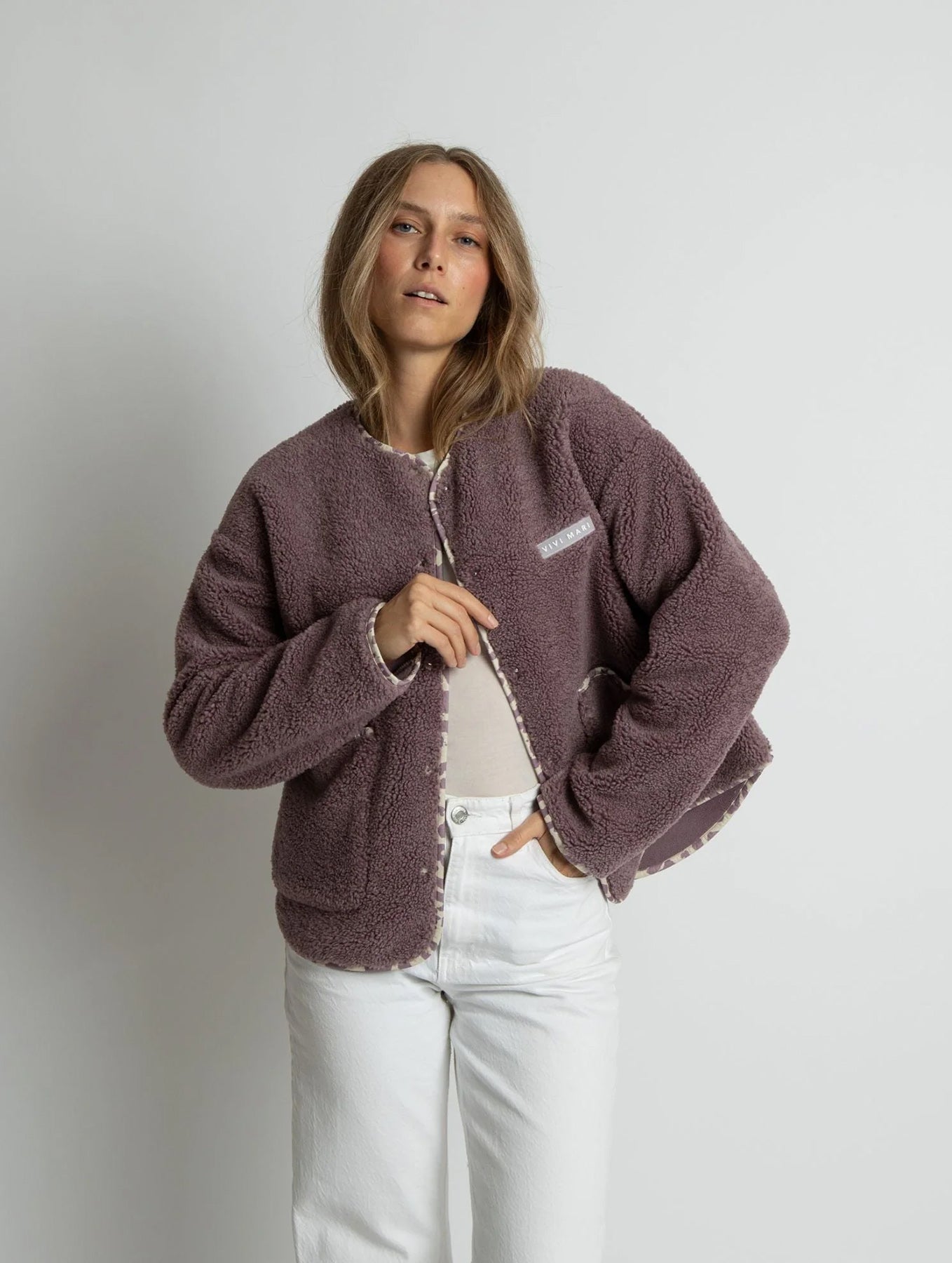 Teddy Fleece Jacket - Ash Plum