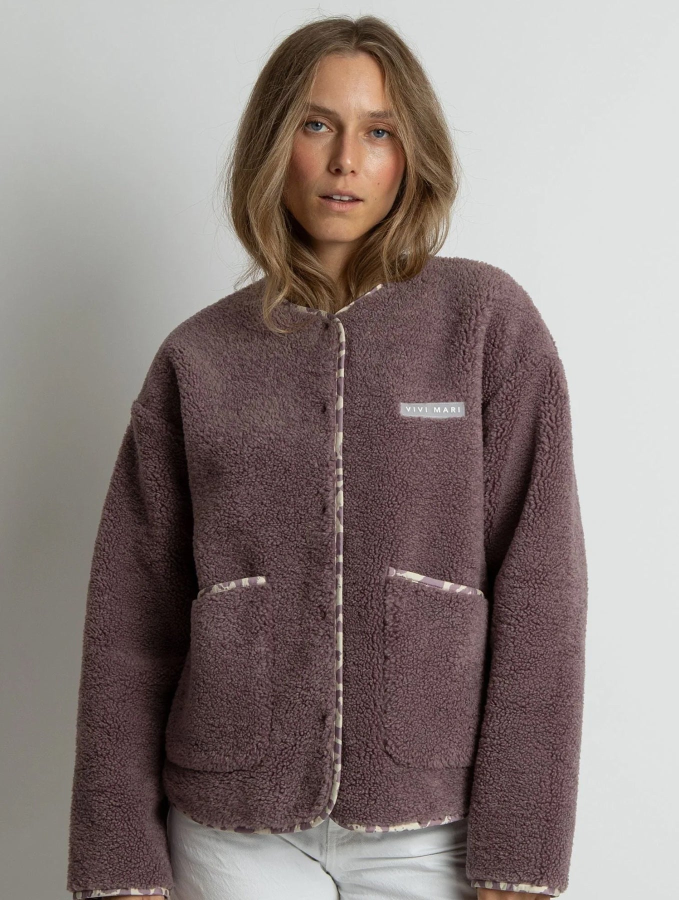 Teddy Fleece Jacket - Ash Plum