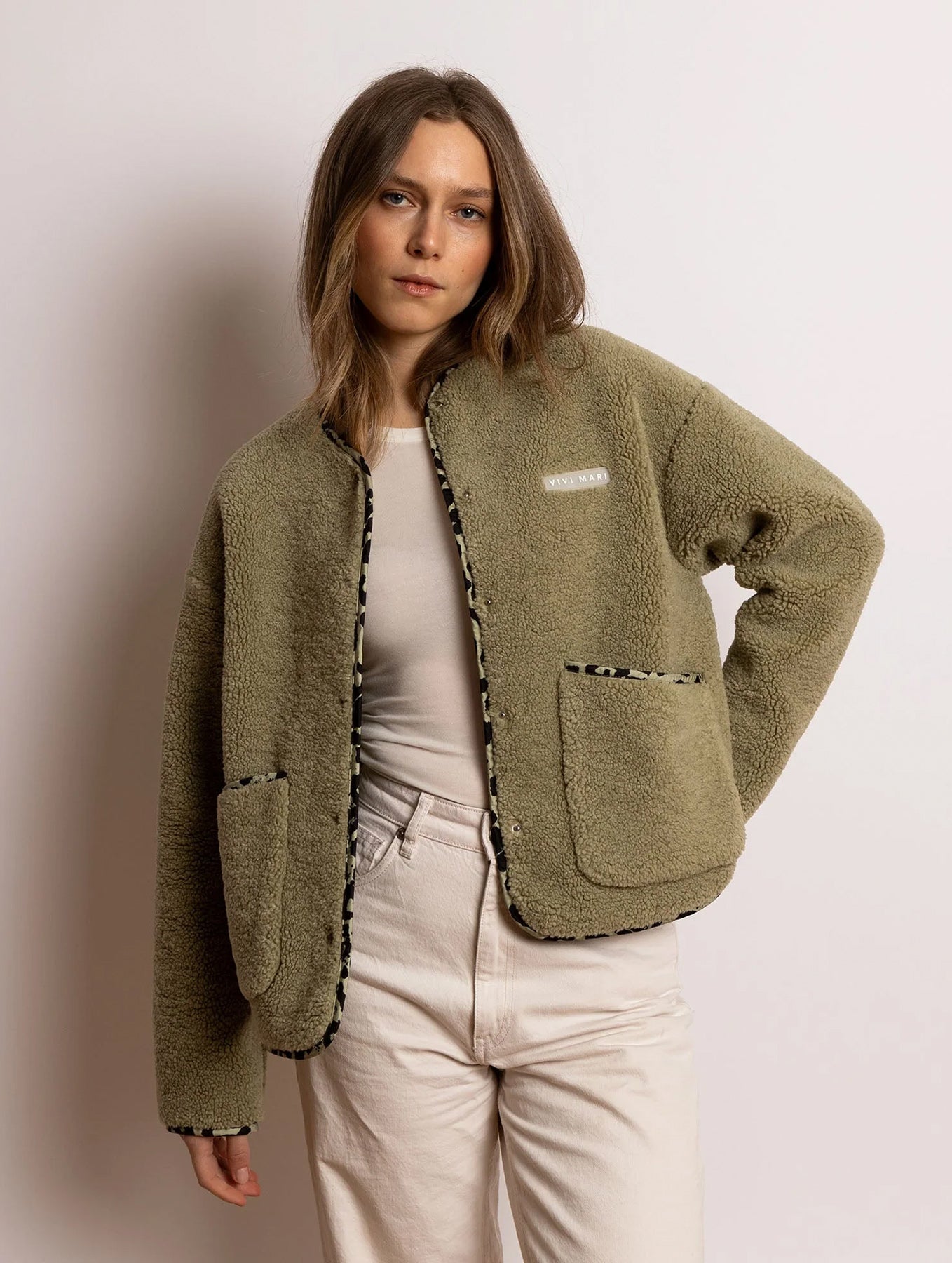 Teddy Fleece Jacket - Pale Olive