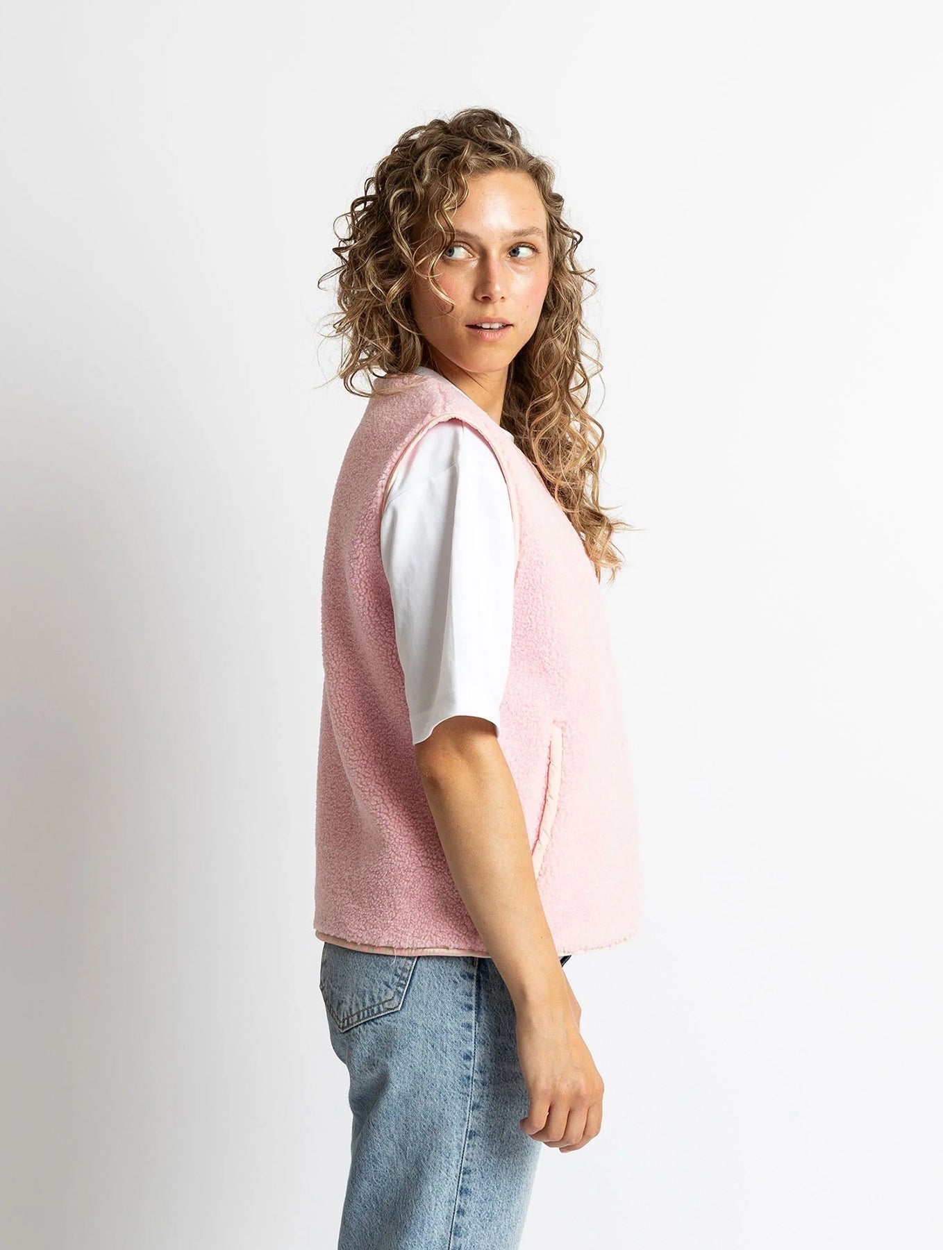 Teddy Fleece Vest - Candy Pale Pink
