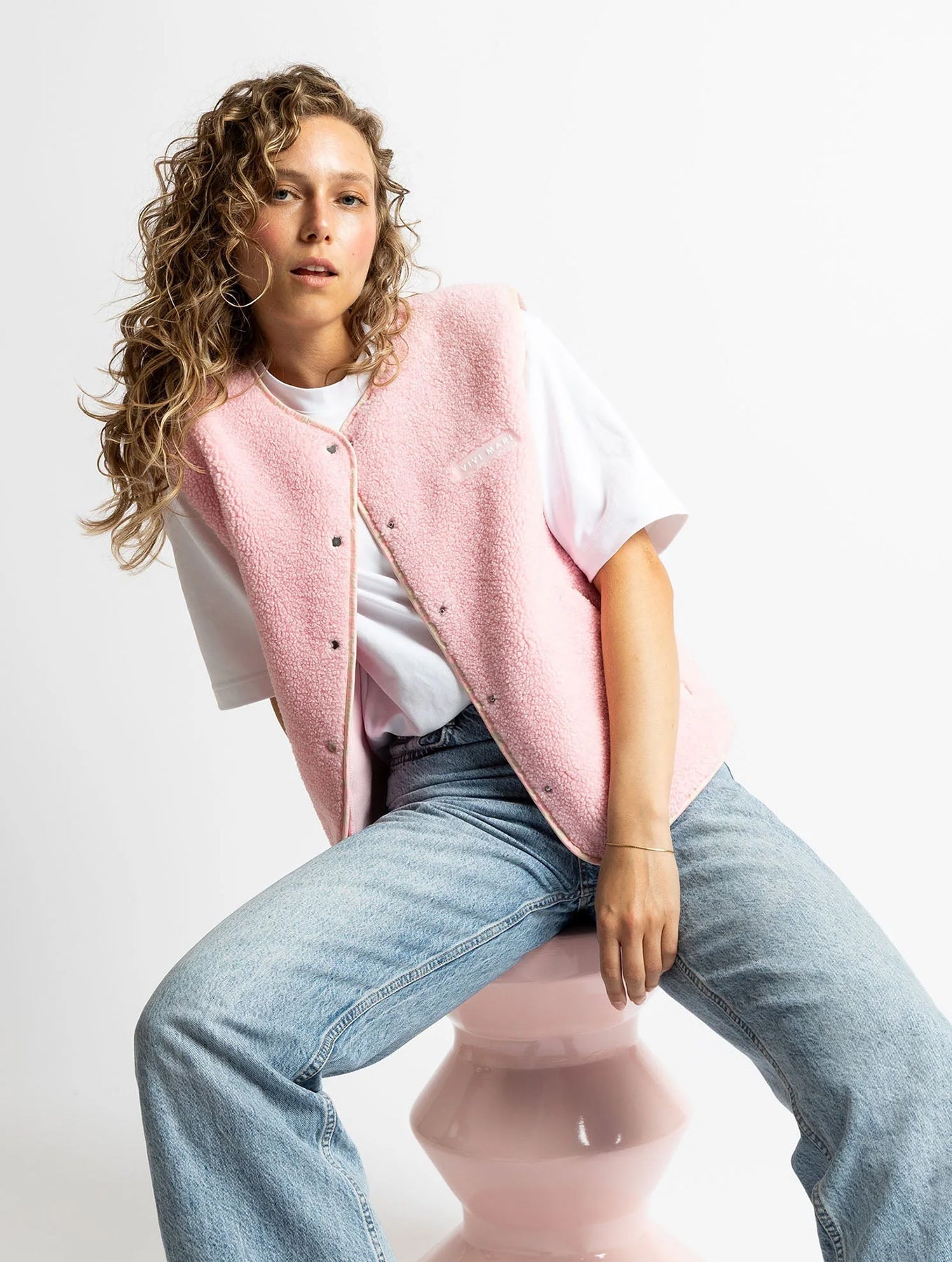 Teddy Fleece Vest - Candy Pale Pink