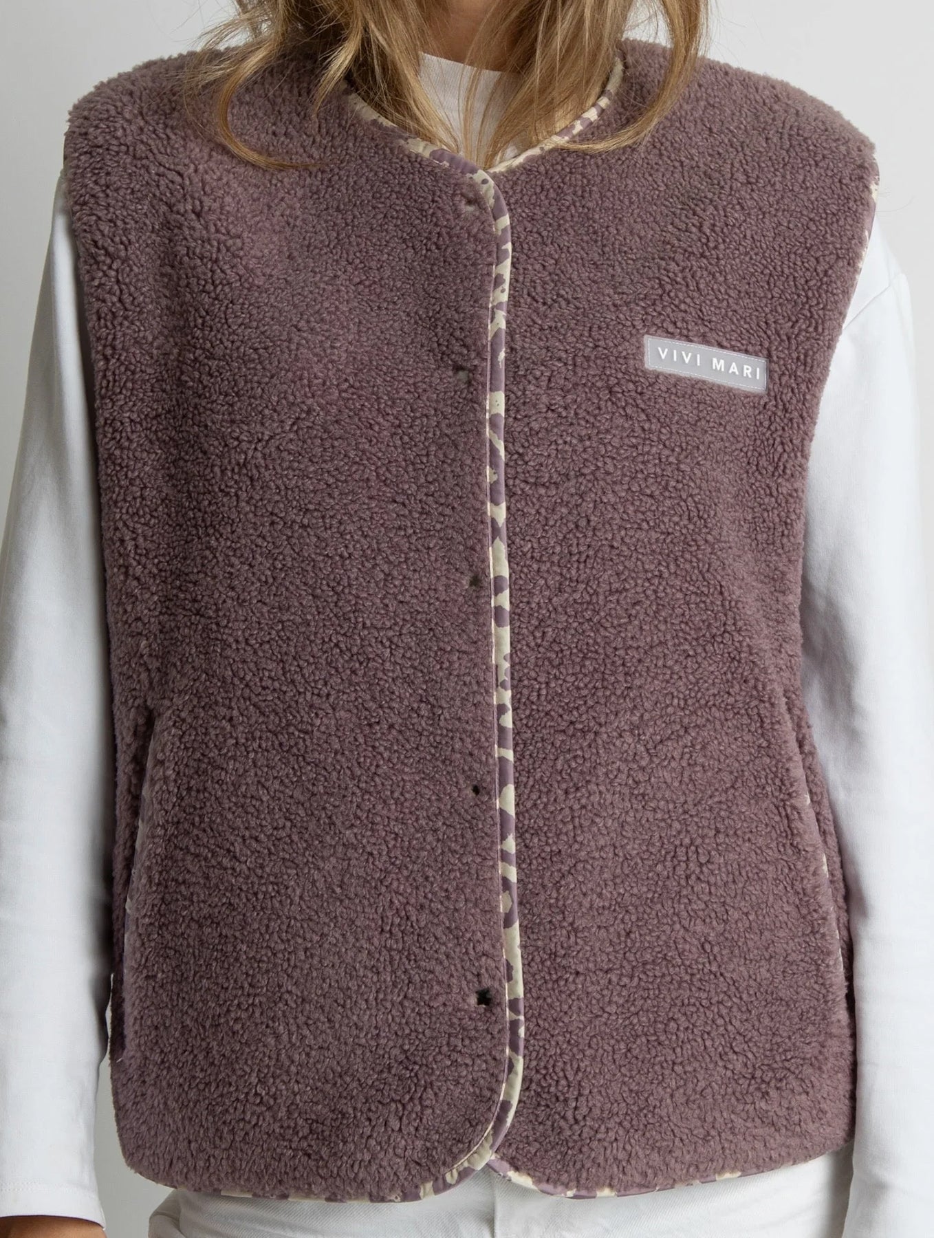 Teddy Fleece Vest - Ash Plum
