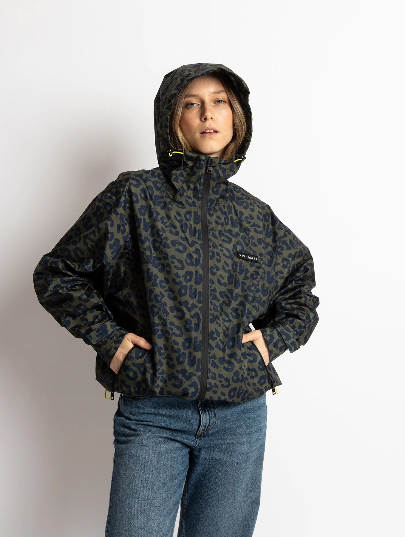 Rain Jacket - Leo Splashes Navy Olive