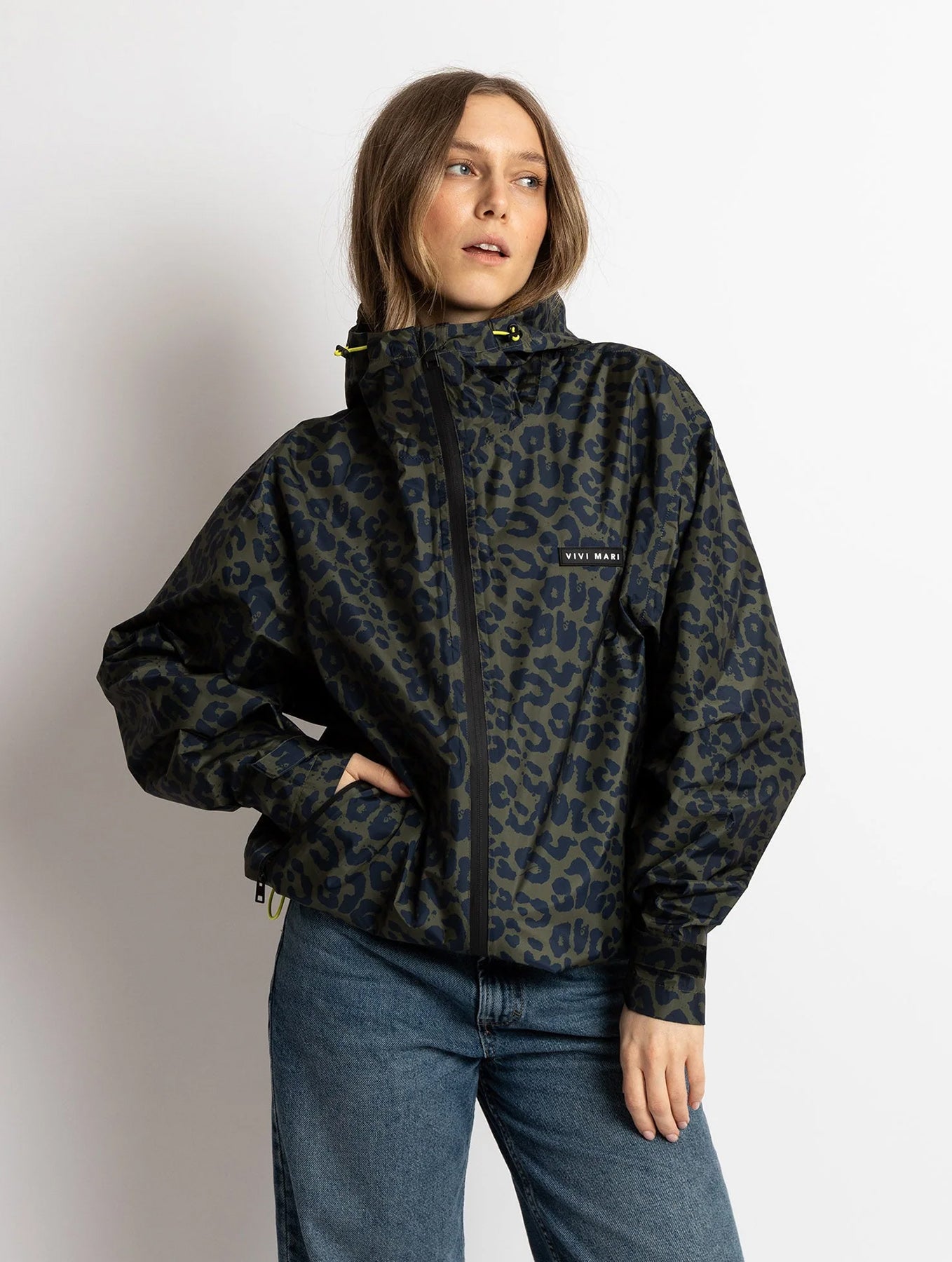 Rain Jacket - Leo Splashes Navy Olive