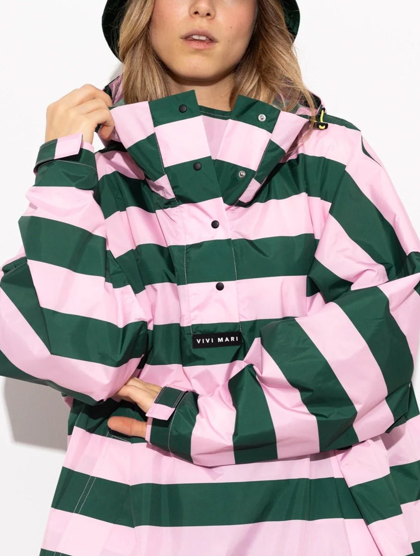 Raincoat Bold Stripes - Green/Rosé