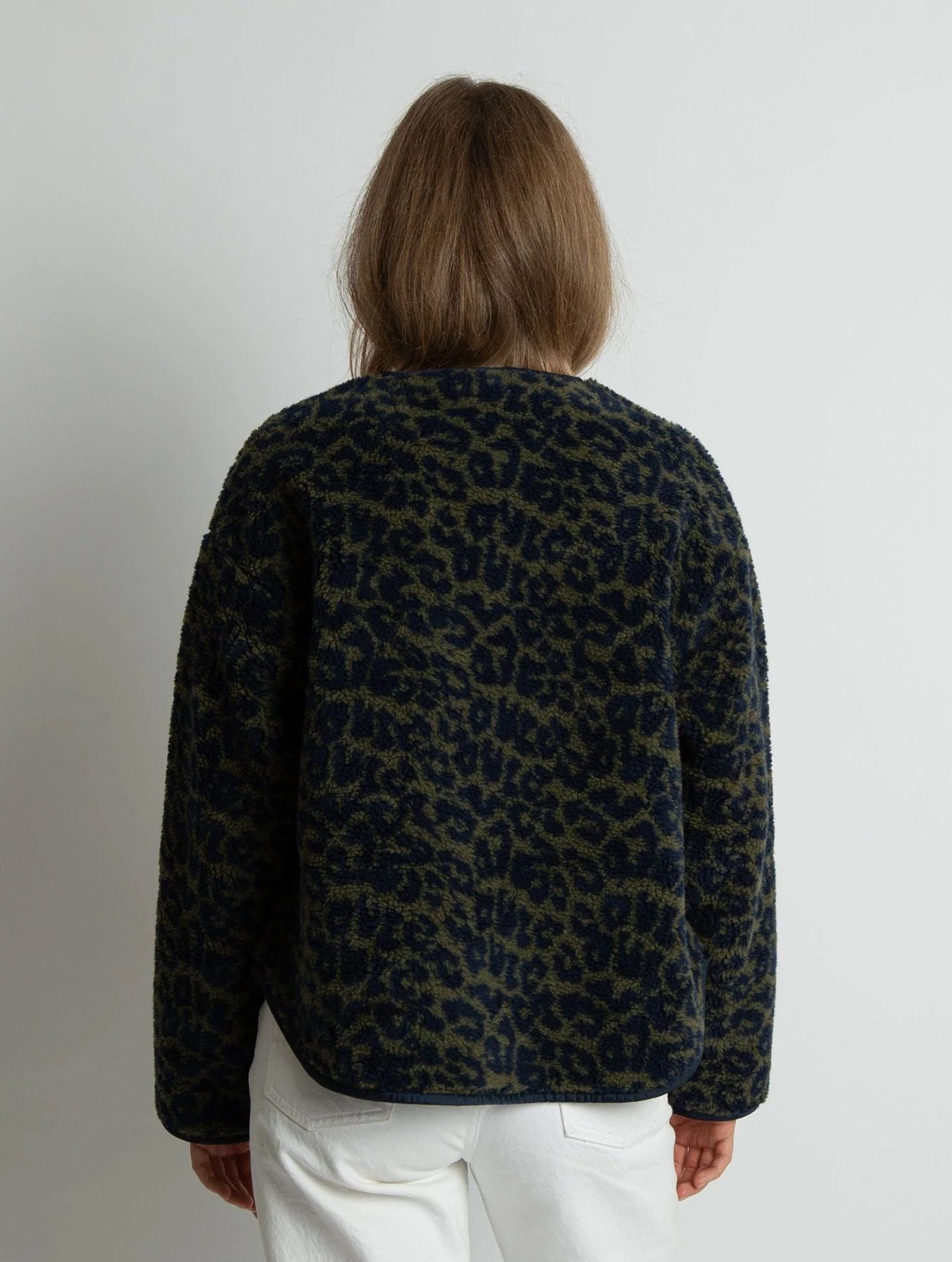 Teddy Fleece Jacket - Leo Splashes Navy/Olive