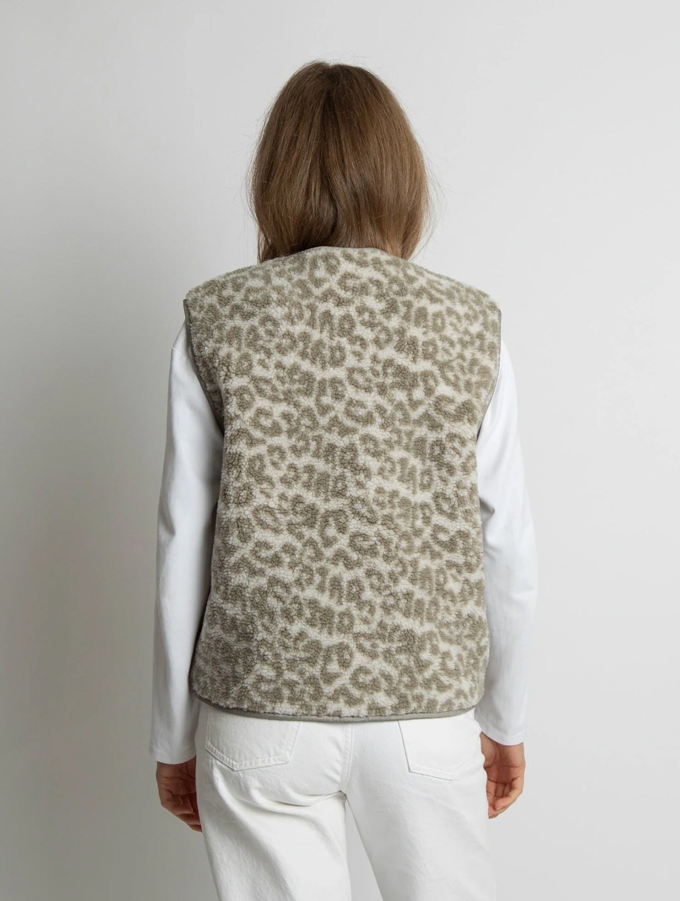 Teddy Fleece Vest - Leo Splashes Stone/Sand