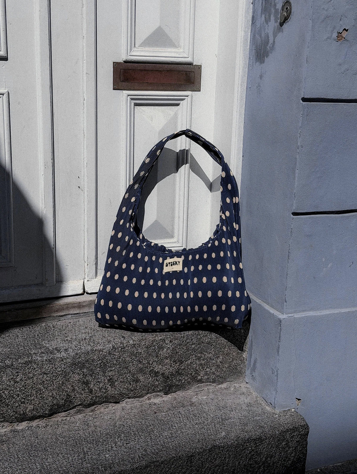 Shopper - Pleated Dots | Marine + Marzipan