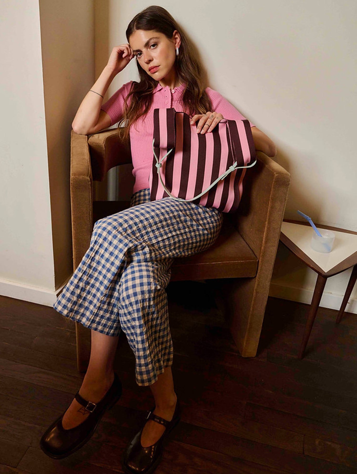 Market Bag - Knitted Stripes | Chocolate + Bubblegum