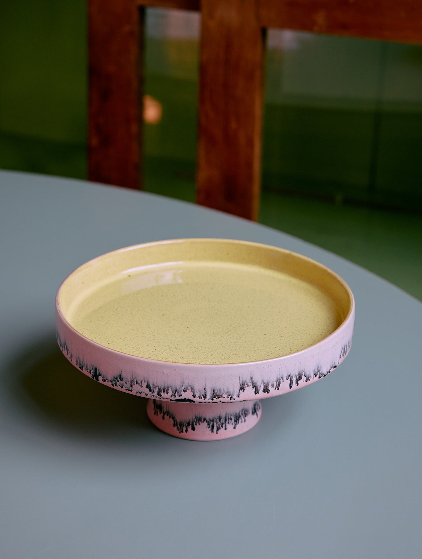 Schale mit Fuß 70's - Keramik - "Bubble"