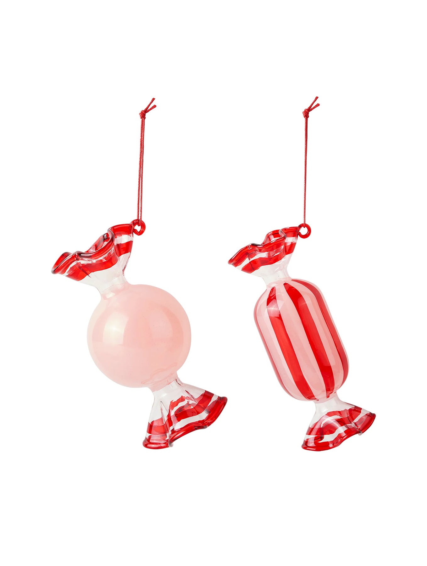 "Candy" Weihnachtsanhänger aus Glas - 2er-Set