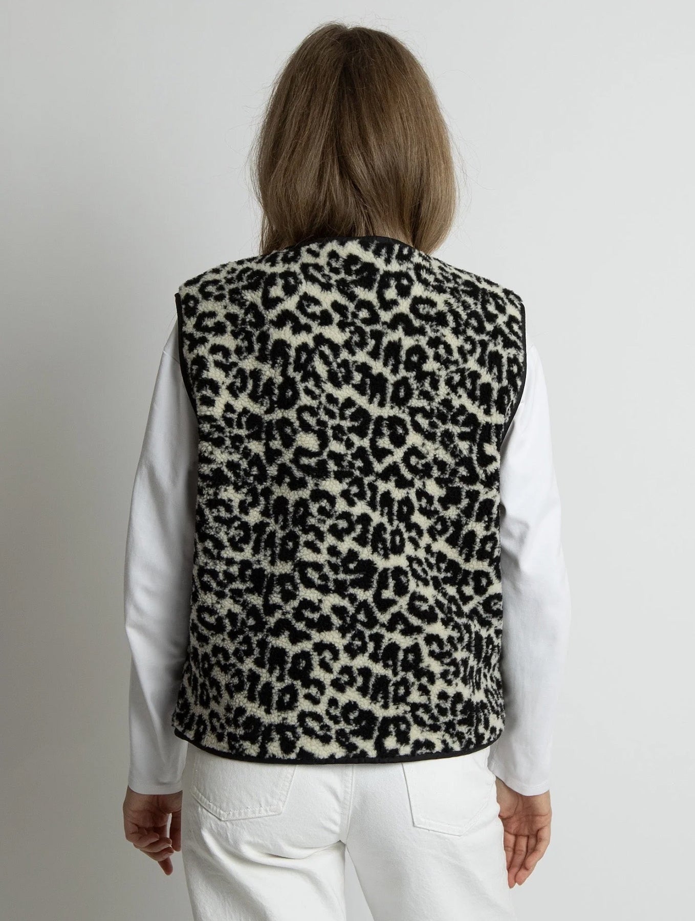 Teddy Fleece Vest - Leo Splashes Black/Sand