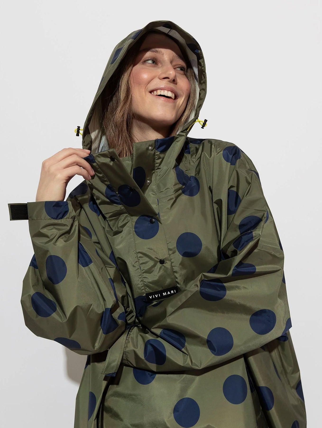 Raincoat - Dots Olive/Navy
