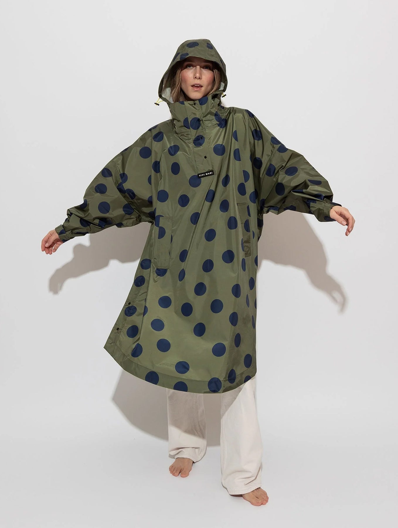 Raincoat - Dots Olive/Navy