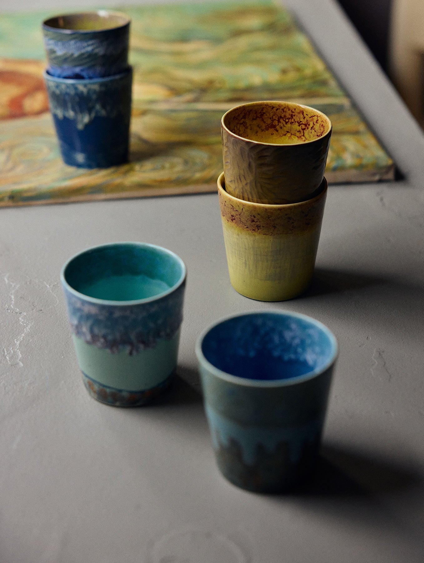 Kaffeebecher Keramik - Serie "Van Gogh" - 2er-Set