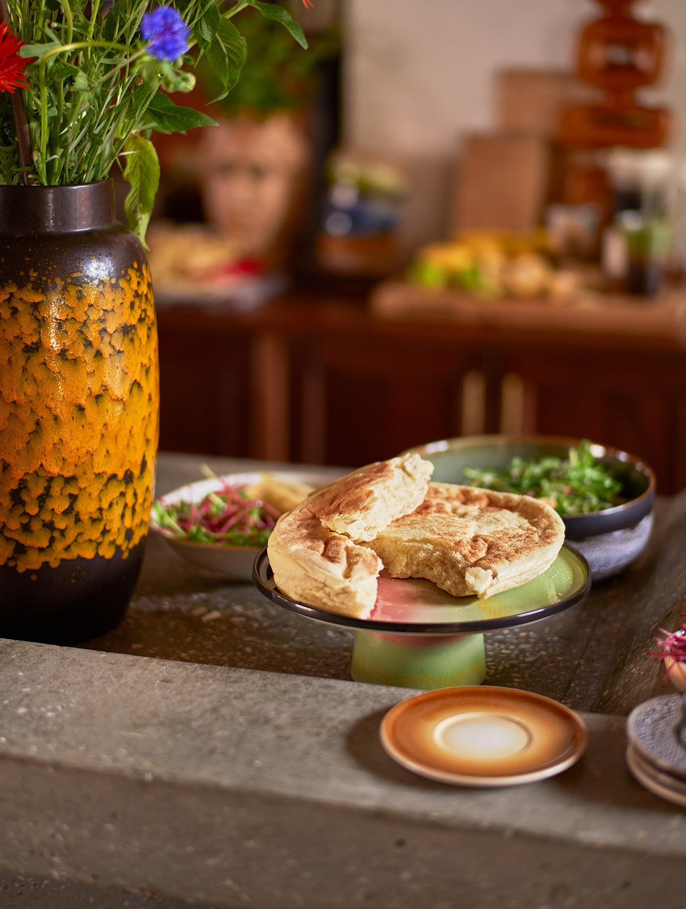 Schale mit Fuß 70's - M - Keramik