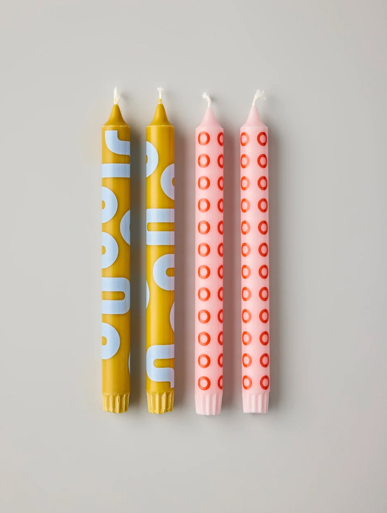 Gemusterte Kerzen - 4er-Set