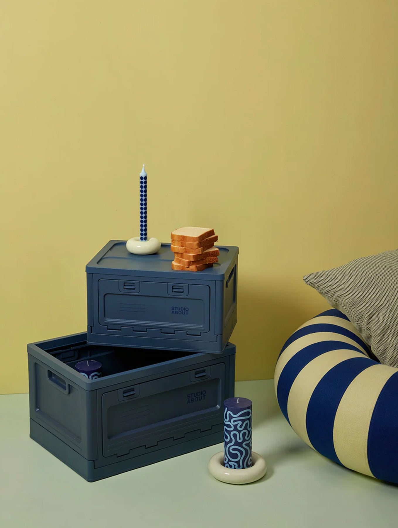 Gemusterte Kerzen - Rosa/Hellblau - 4er-Set