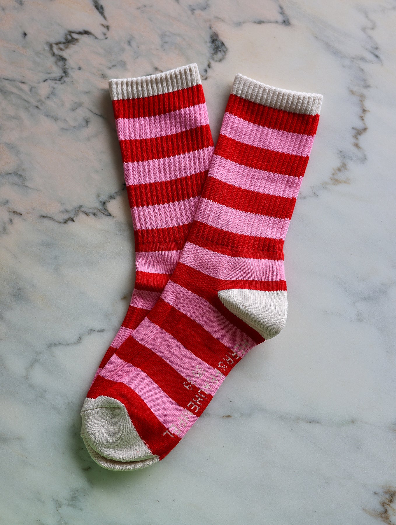 Socken "Streifen Rosa-Rot"