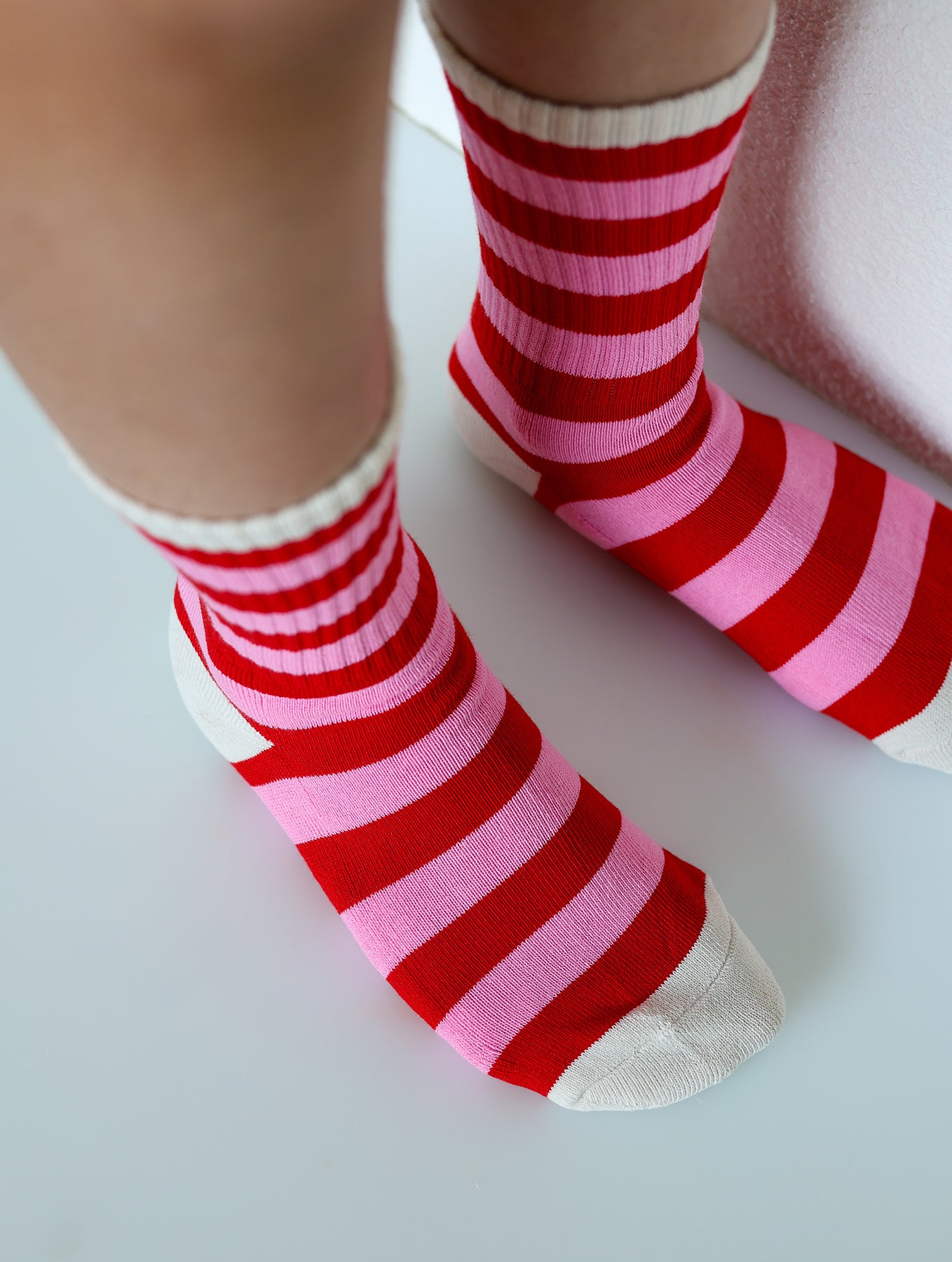 Socken "Streifen Rosa-Rot"