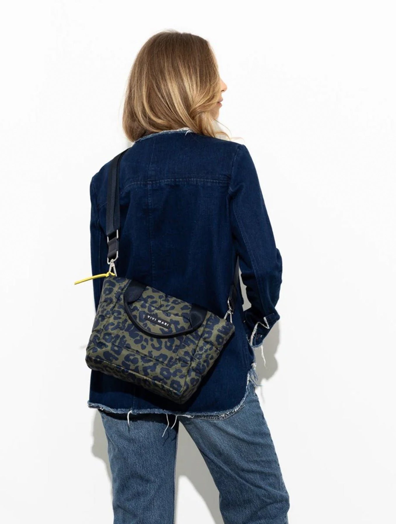 Padded Tote Bag Small - Leo Splashes Navy/Olive