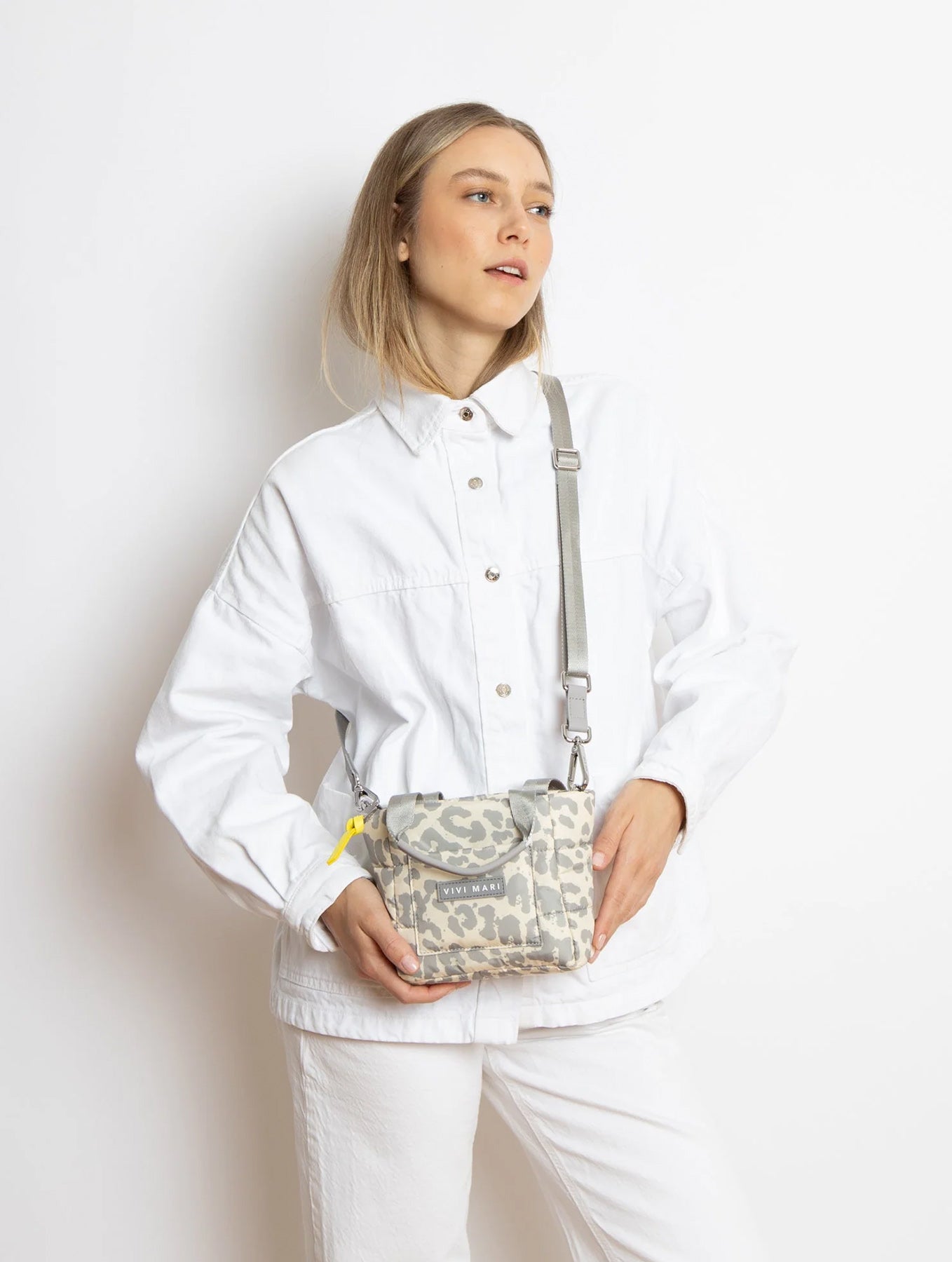 Padded Tote Bag Mini - Leo Splashes Grey/Sand