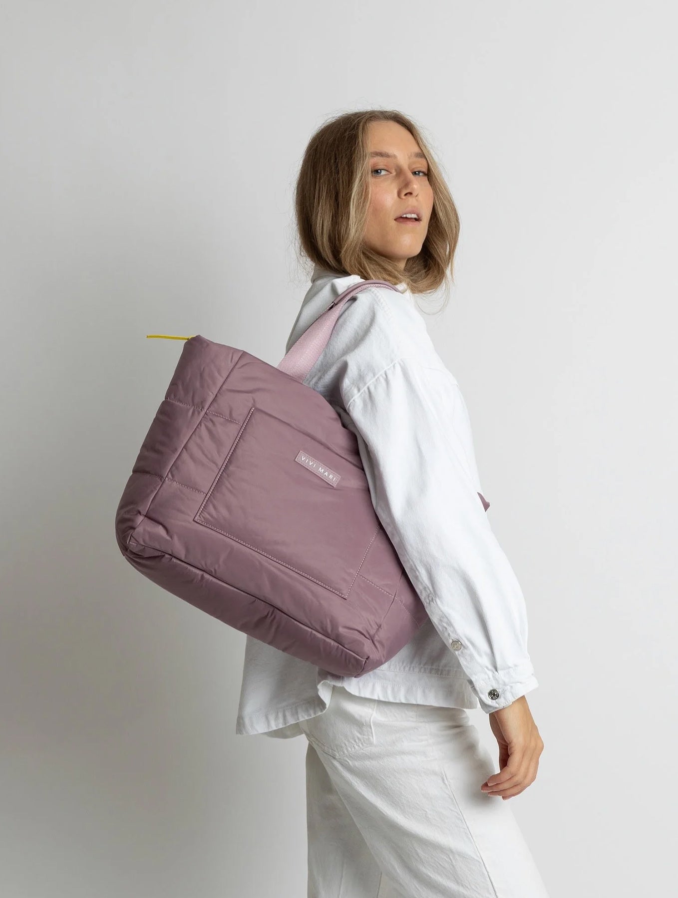 Padded Tote Bag Medium - Ash Plum