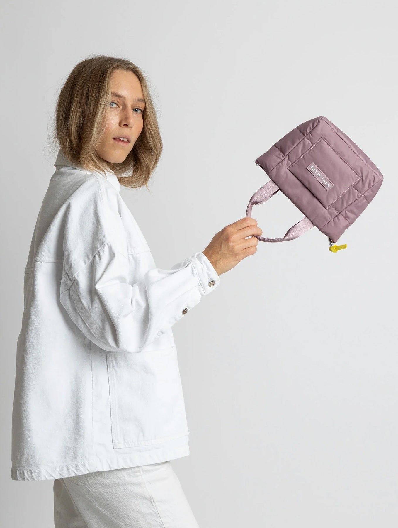 Padded Tote Bag Mini - Ash Plum