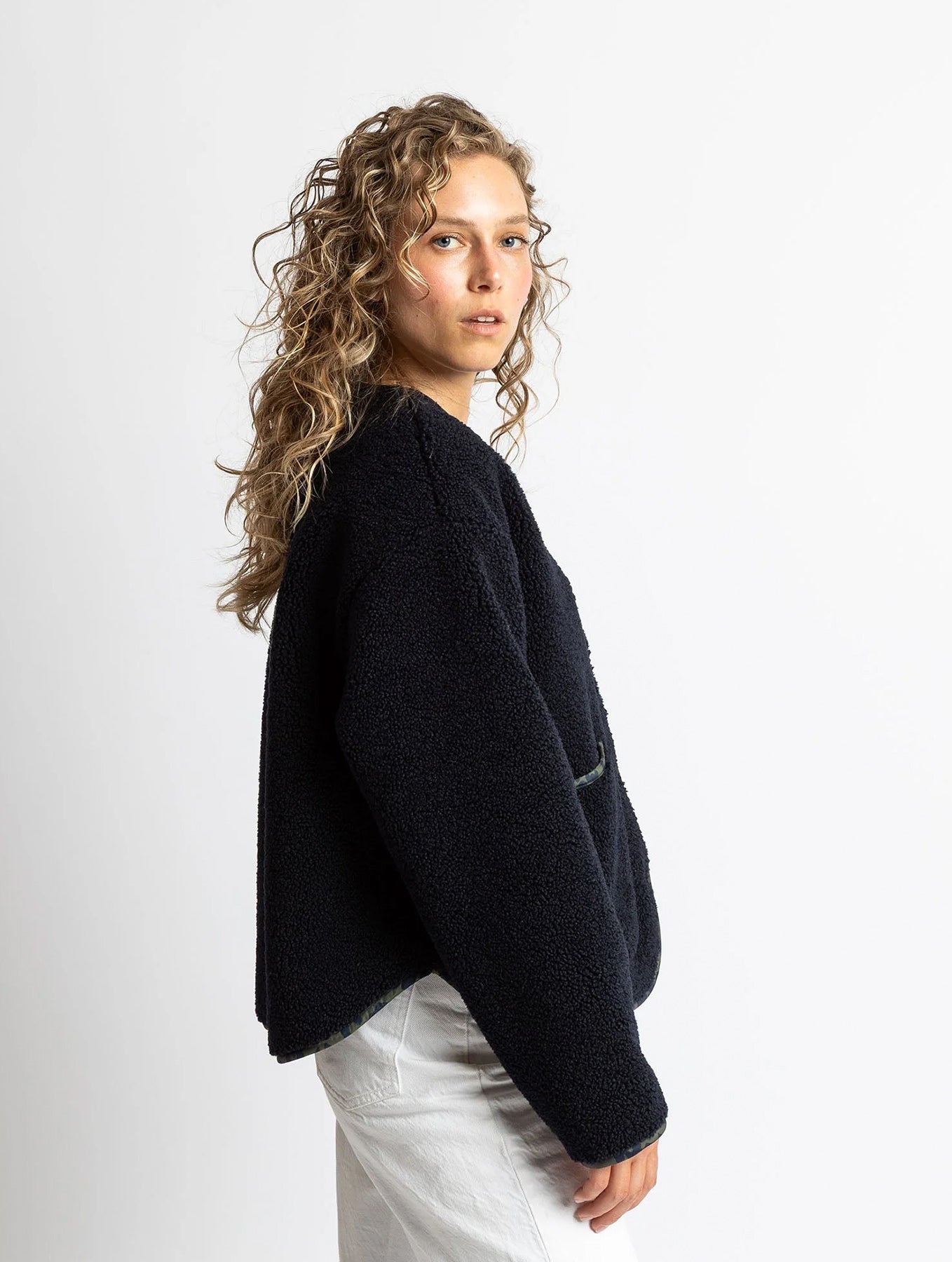 Teddy Fleece Jacket - Navy